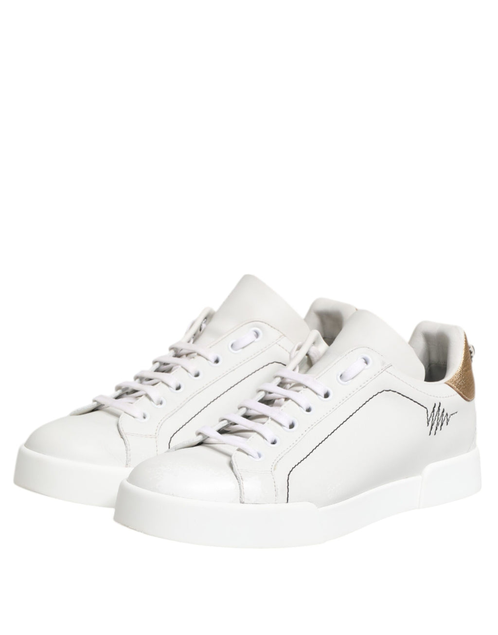 Chaussures Dolce & Gabbana en cuir or blanc basses