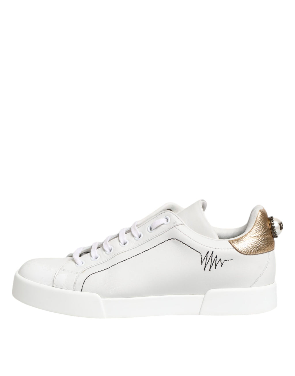 Chaussures Dolce & Gabbana en cuir or blanc basses