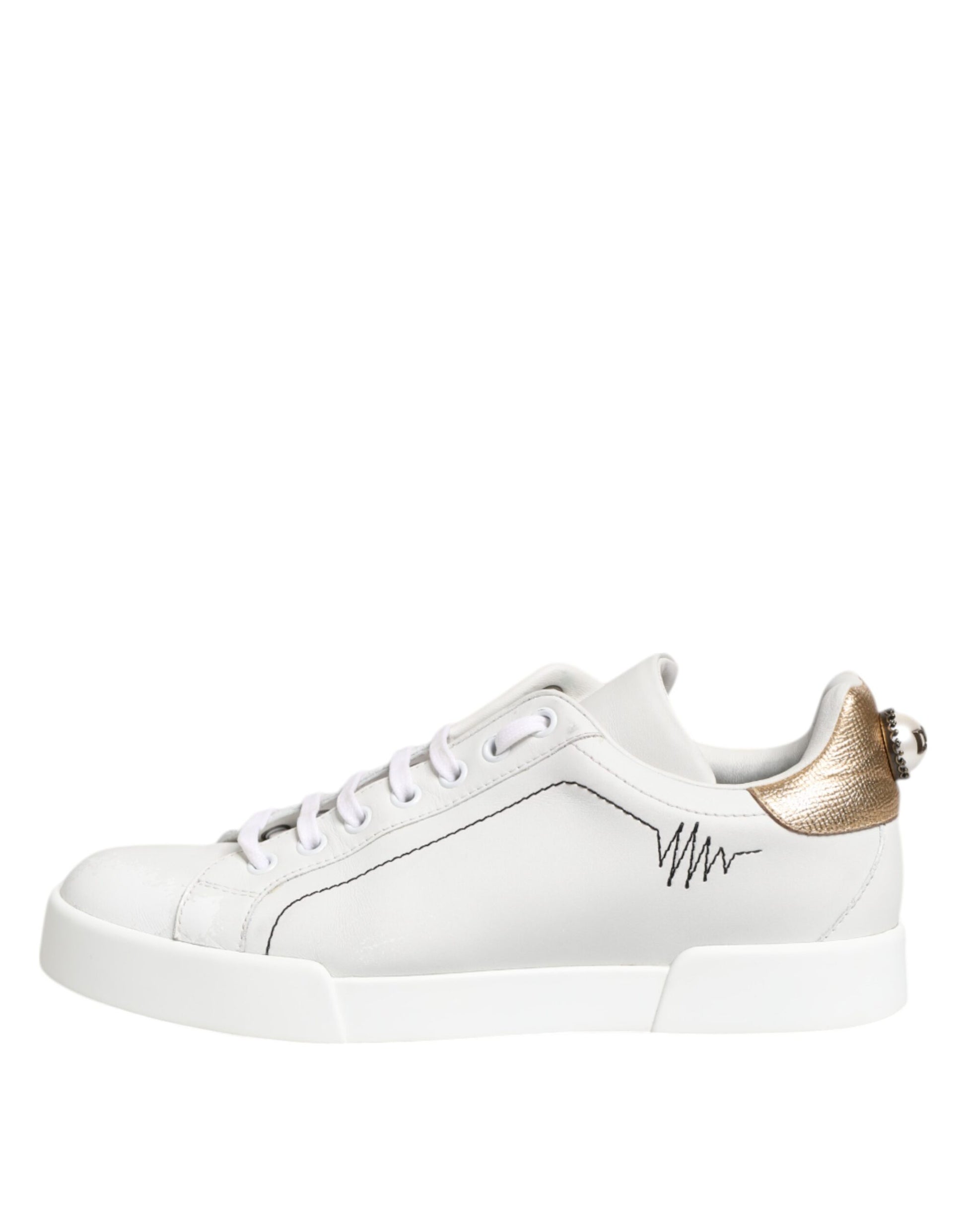 Chaussures Dolce & Gabbana en cuir or blanc basses