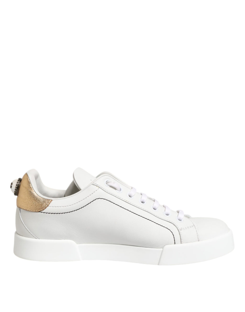 Chaussures Dolce & Gabbana en cuir or blanc basses