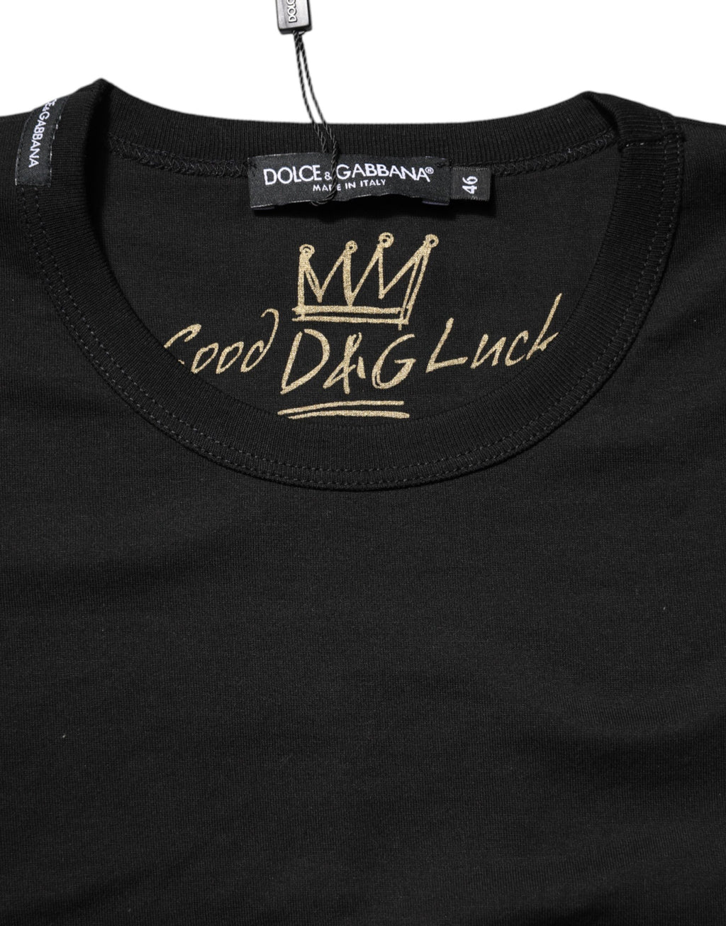 T-shirt Dolce & Gabbana en coton noir « Goodluck » à col rond