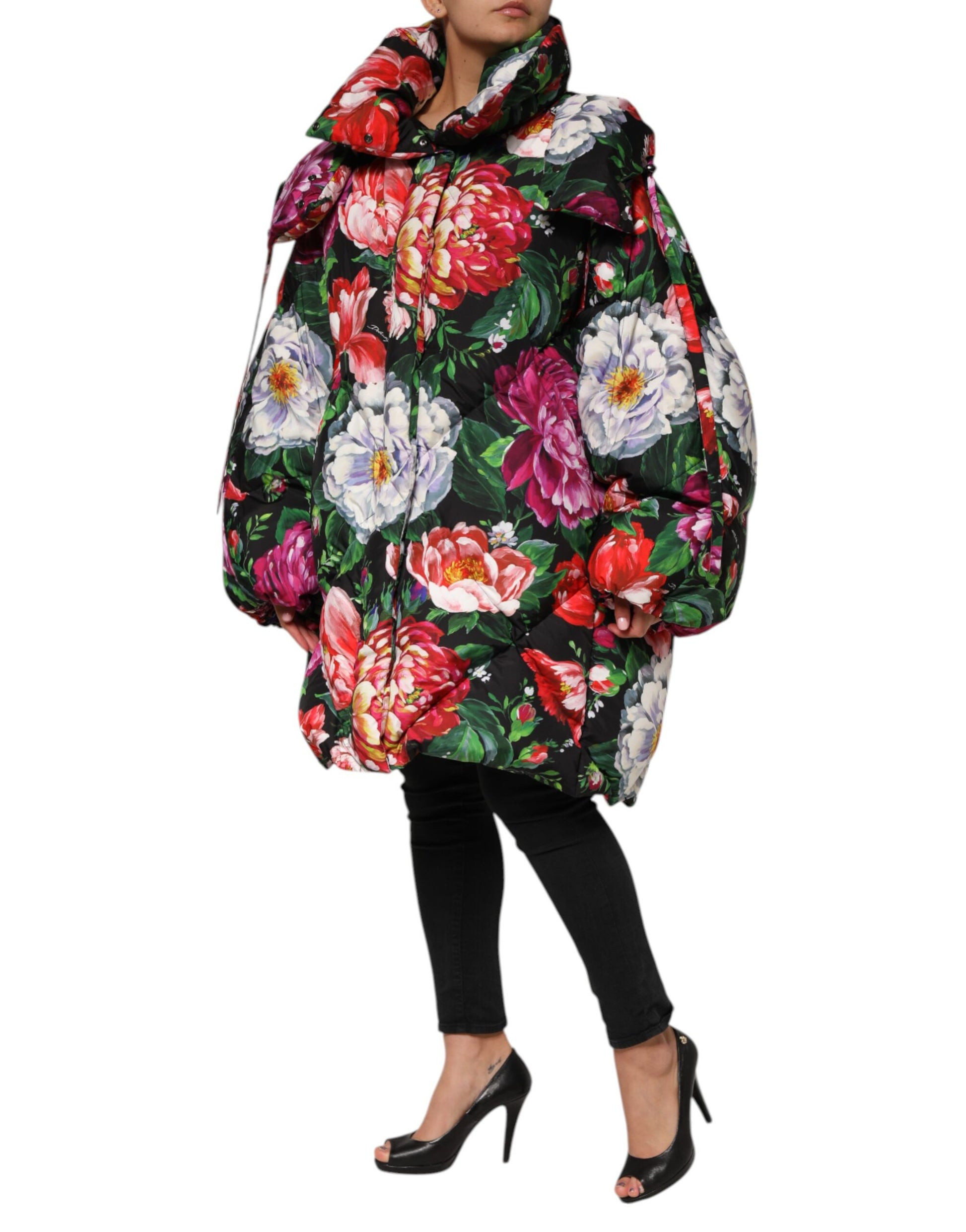 Doudoune à Capuche Florale Multicolore Dolce & Gabbana