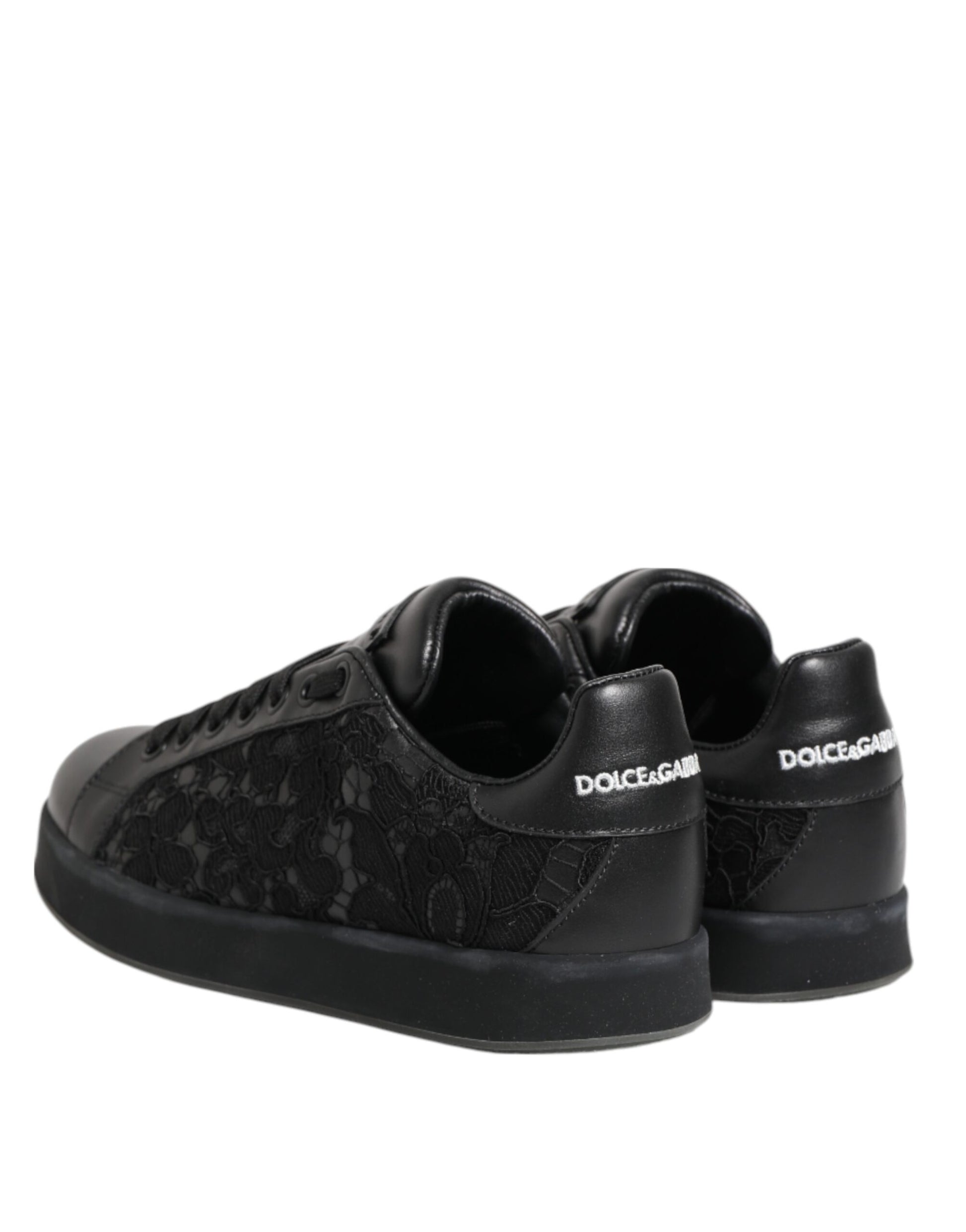 Baskets basses en dentelle florale noire Dolce & Gabbana