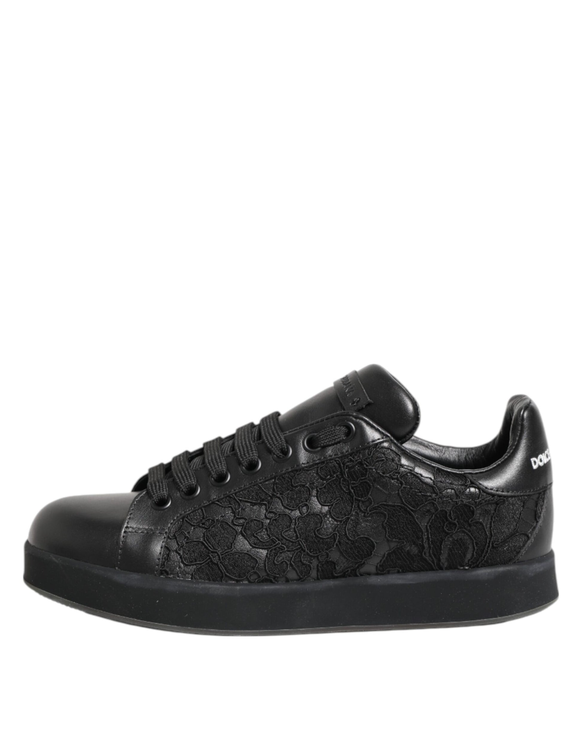 Baskets basses en dentelle florale noire Dolce & Gabbana