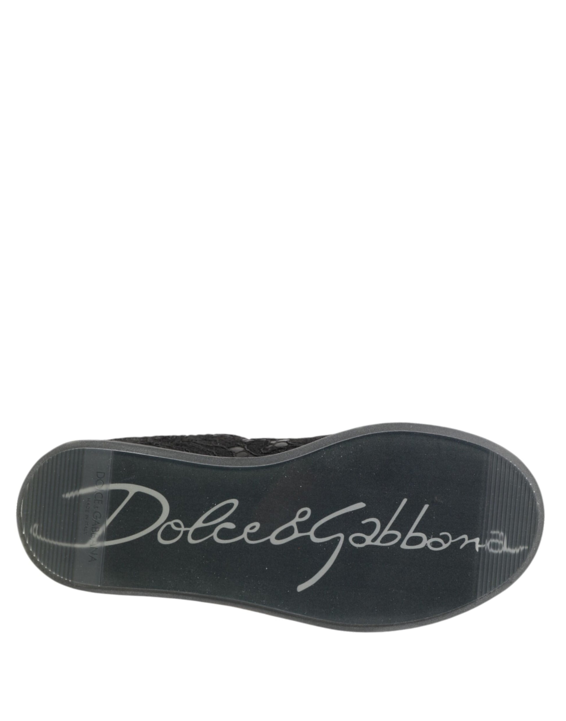 Baskets basses en dentelle florale noire Dolce & Gabbana