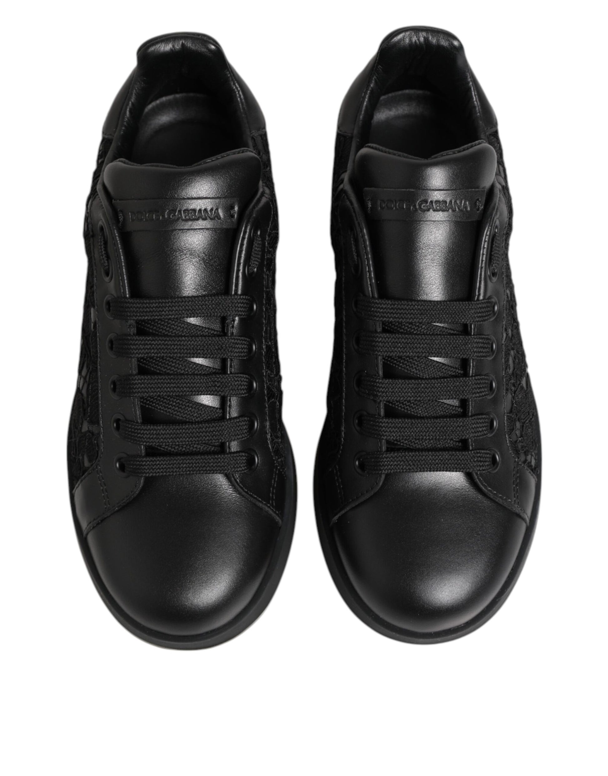 Baskets basses en dentelle florale noire Dolce & Gabbana