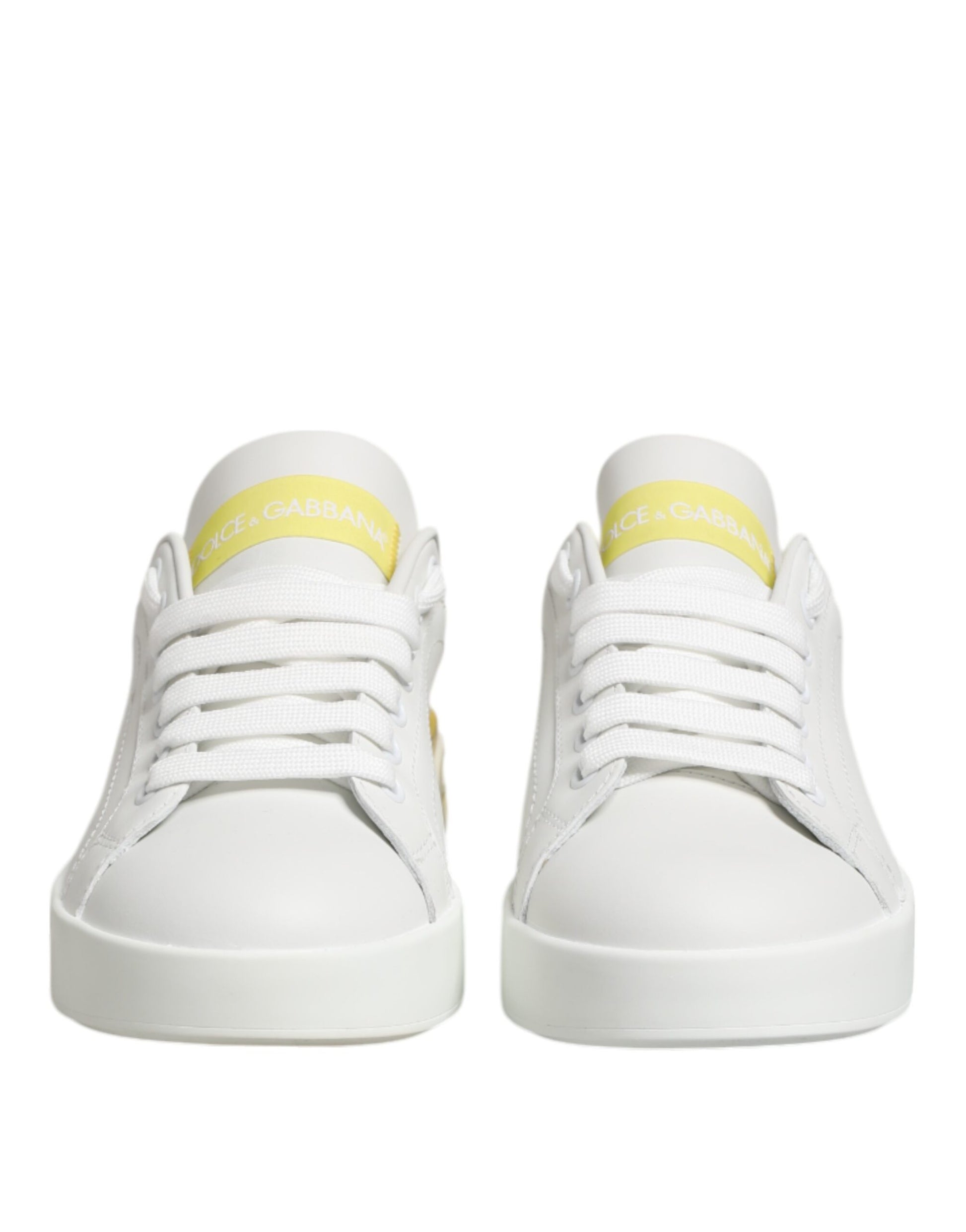 Chaussures Baskets Basses Dolce & Gabbana en Cuir Blanc Jaune