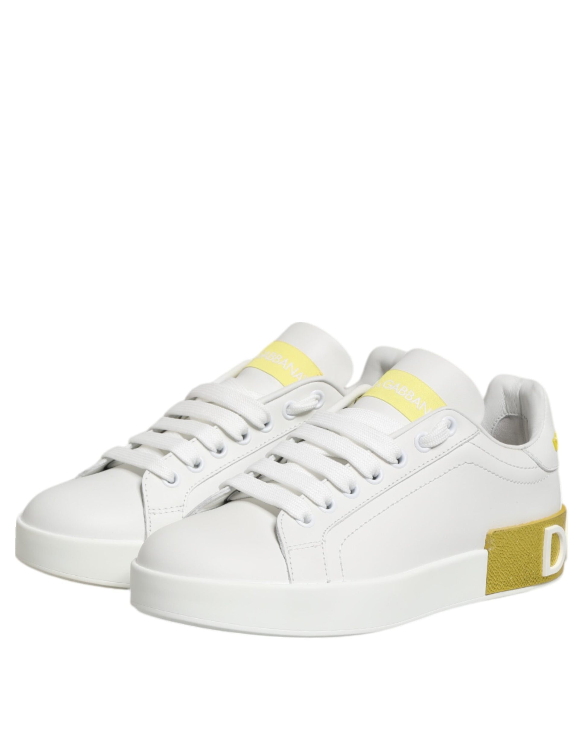 Chaussures Baskets Basses Dolce & Gabbana en Cuir Blanc Jaune