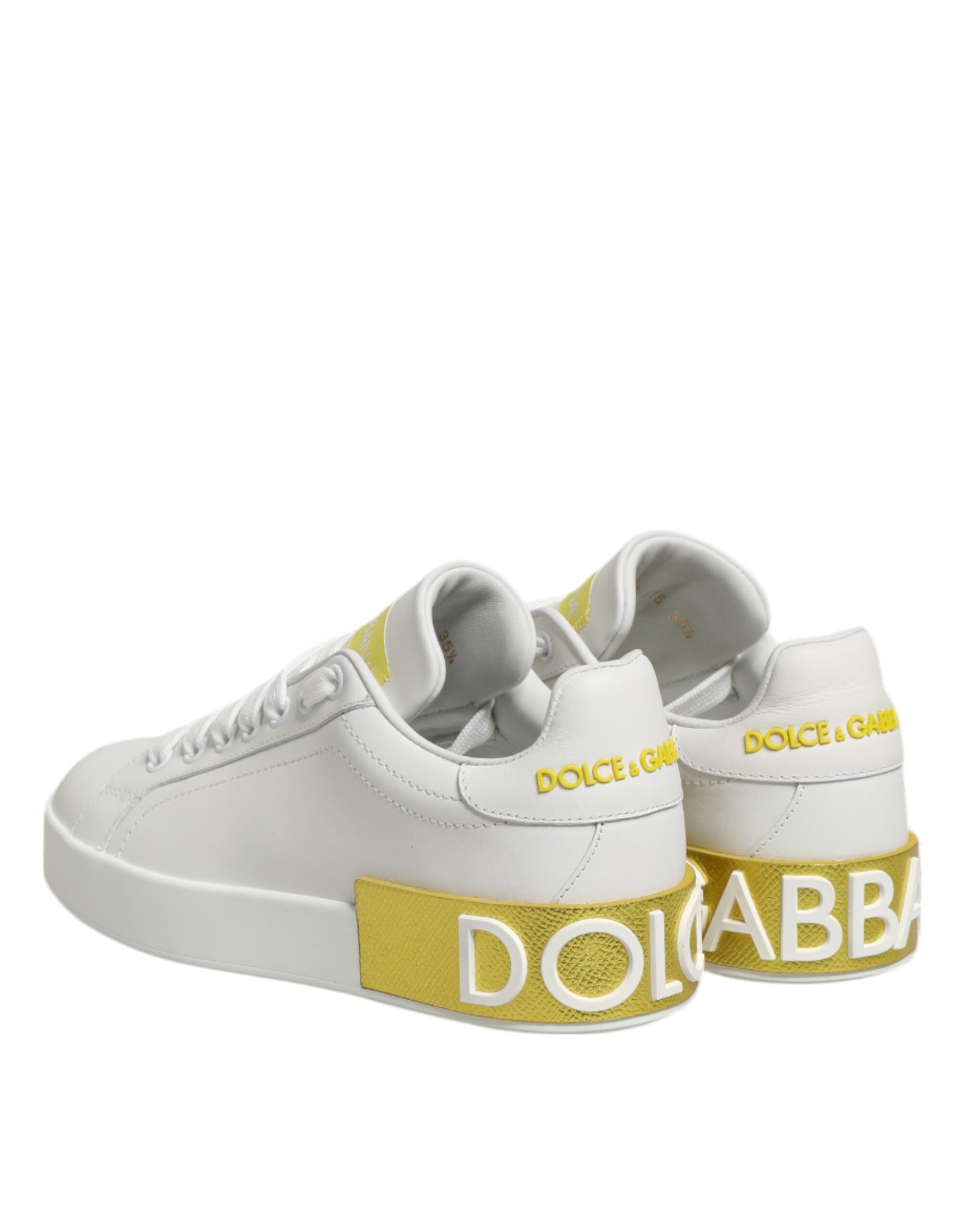 Chaussures Baskets Basses Dolce & Gabbana en Cuir Blanc Jaune