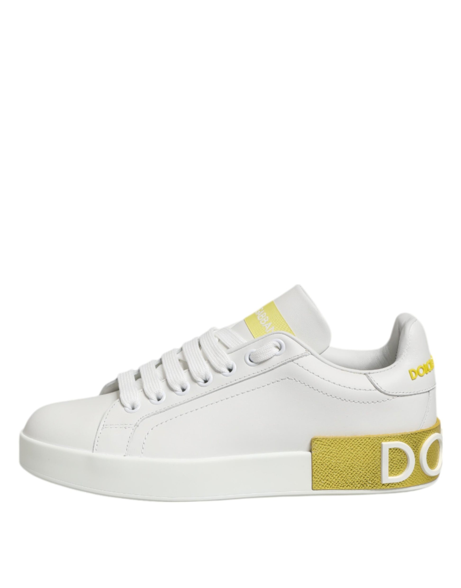 Chaussures Baskets Basses Dolce & Gabbana en Cuir Blanc Jaune