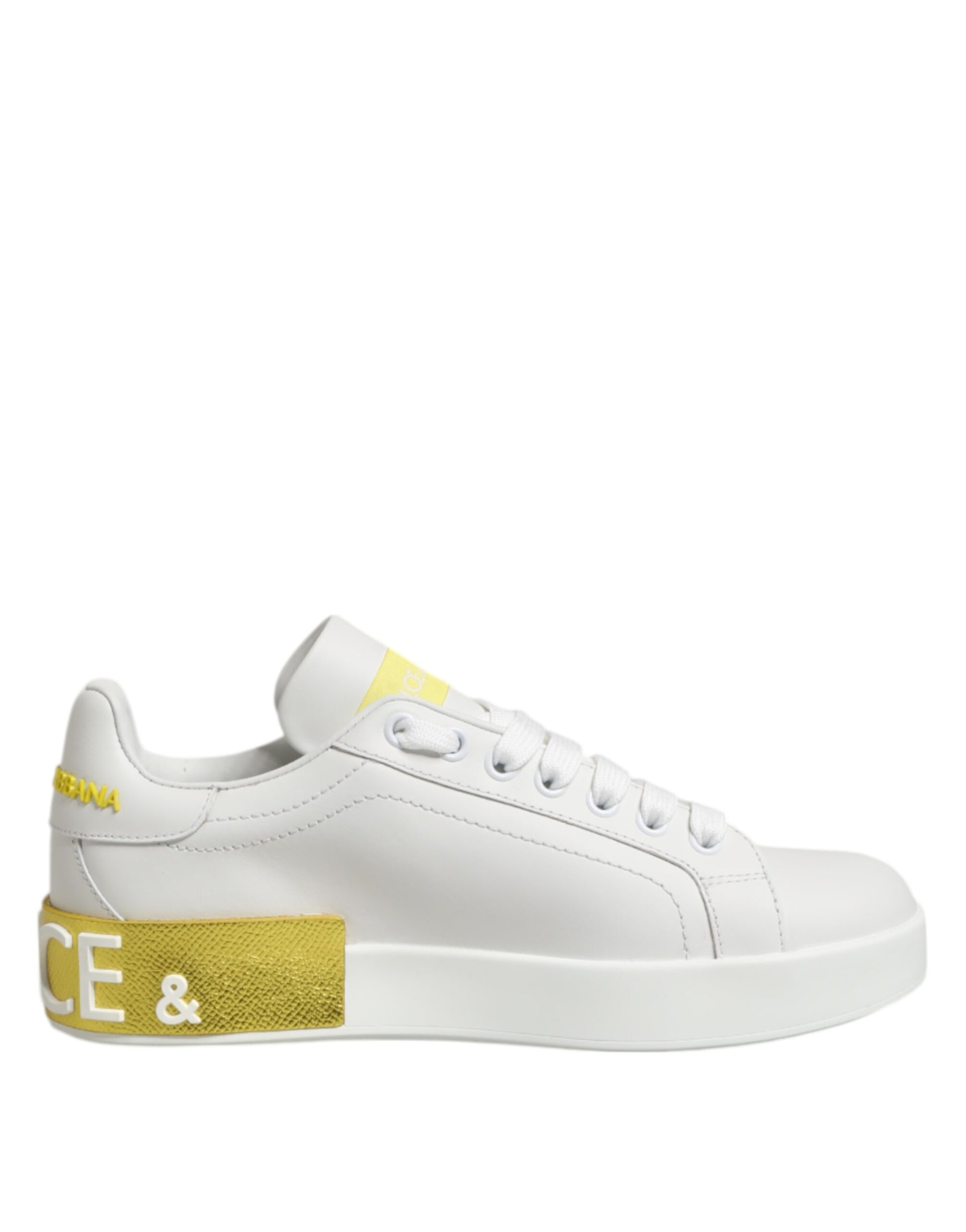 Chaussures Baskets Basses Dolce & Gabbana en Cuir Blanc Jaune