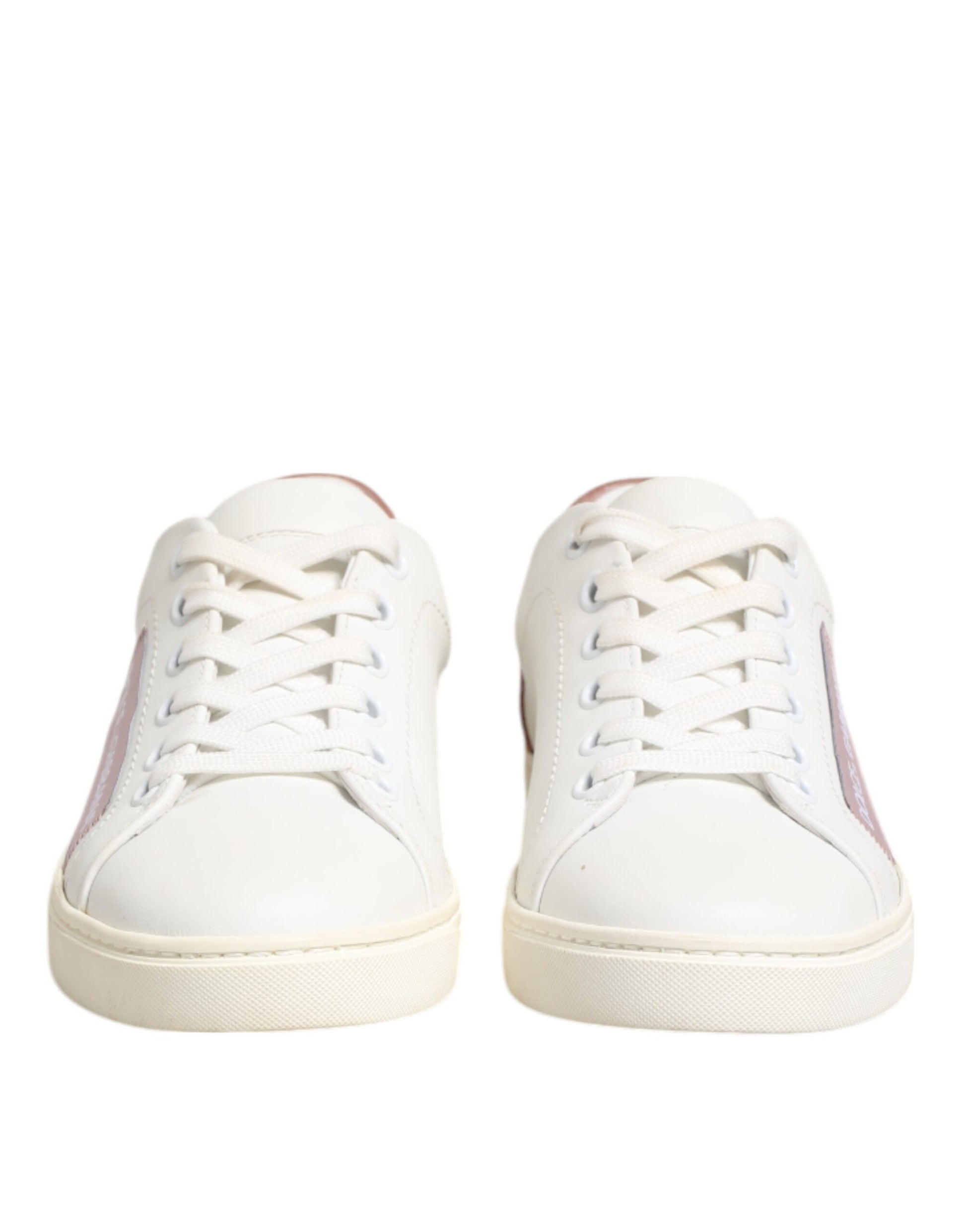 Chaussures Sneakers Basses Dolce & Gabbana en Cuir Blanc Rose