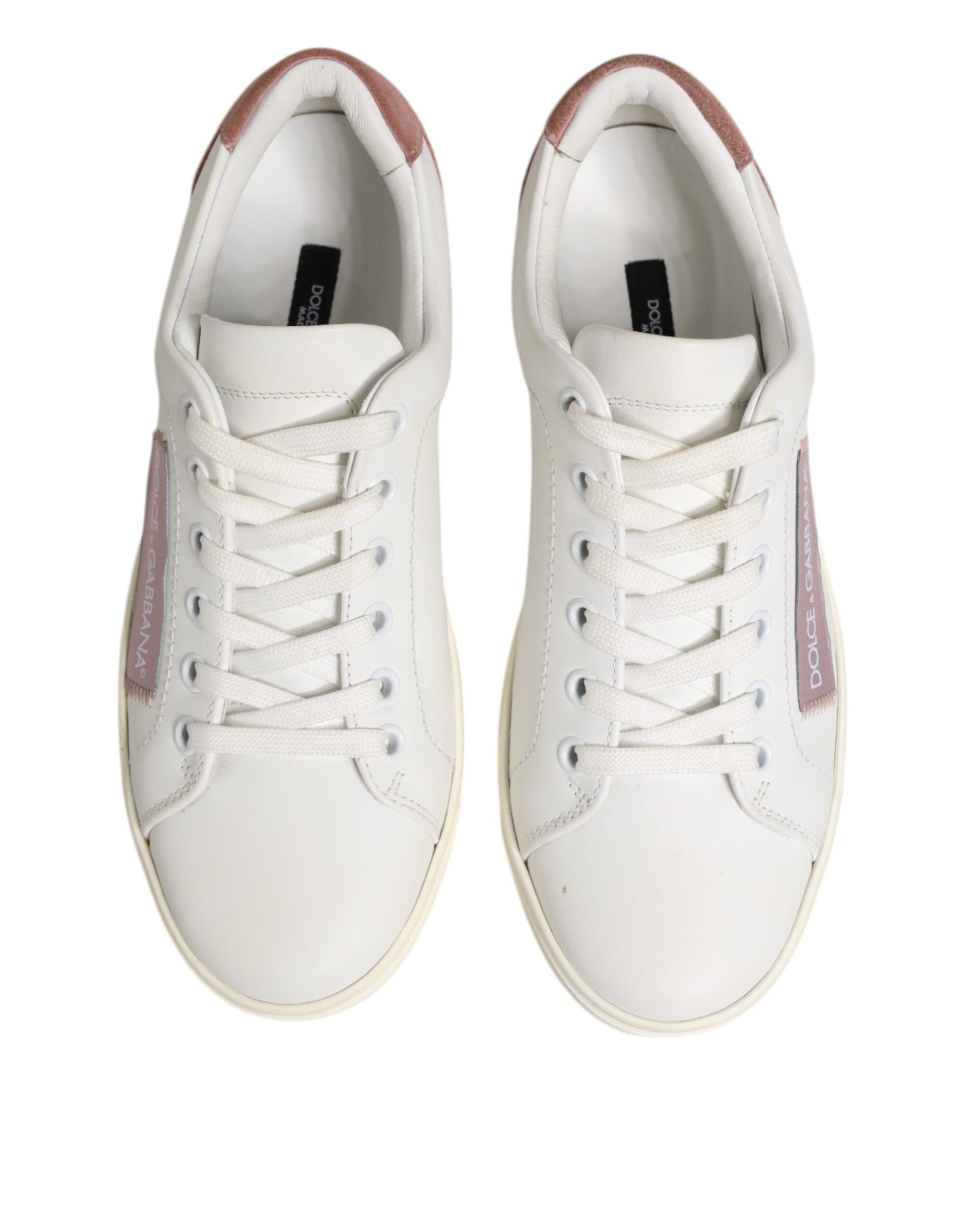 Chaussures Sneakers Basses Dolce & Gabbana en Cuir Blanc Rose