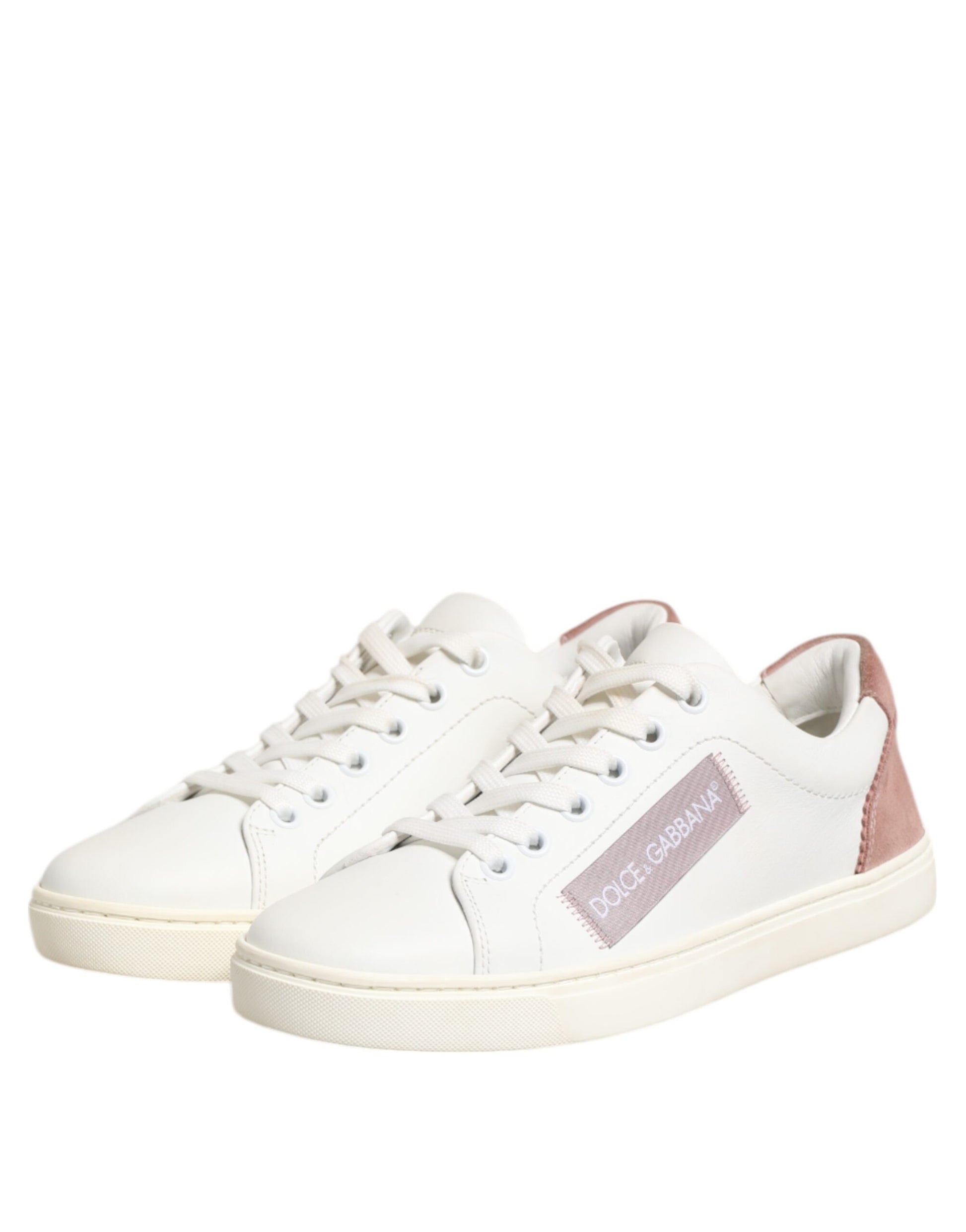 Chaussures Sneakers Basses Dolce & Gabbana en Cuir Blanc Rose