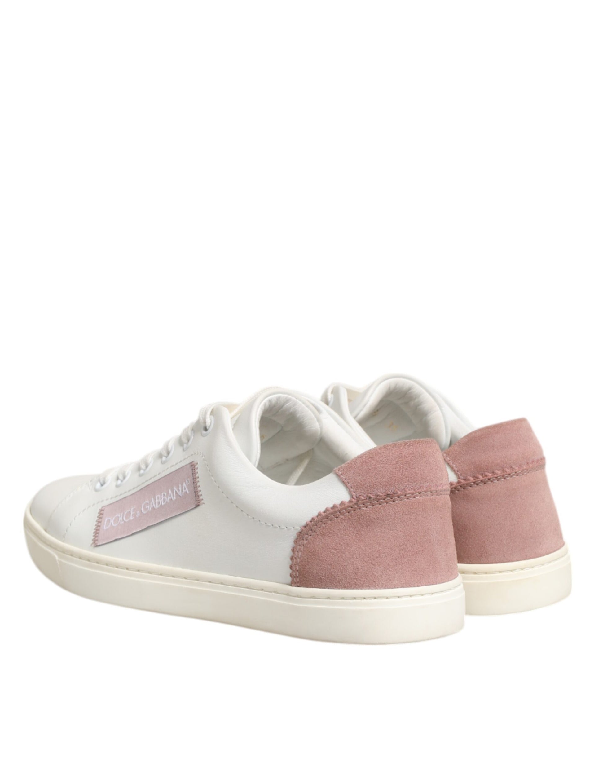 Chaussures Sneakers Basses Dolce & Gabbana en Cuir Blanc Rose
