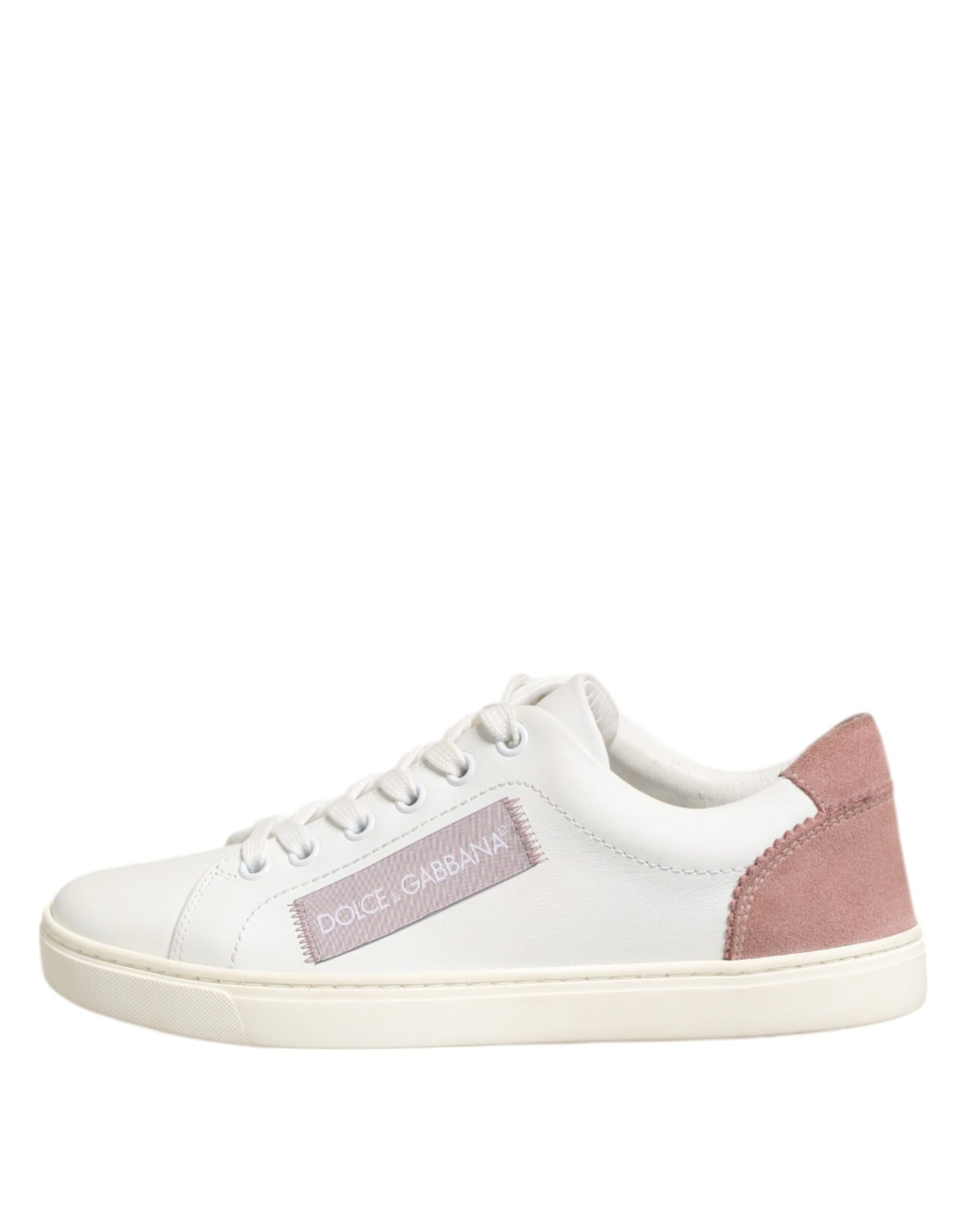 Chaussures Sneakers Basses Dolce & Gabbana en Cuir Blanc Rose