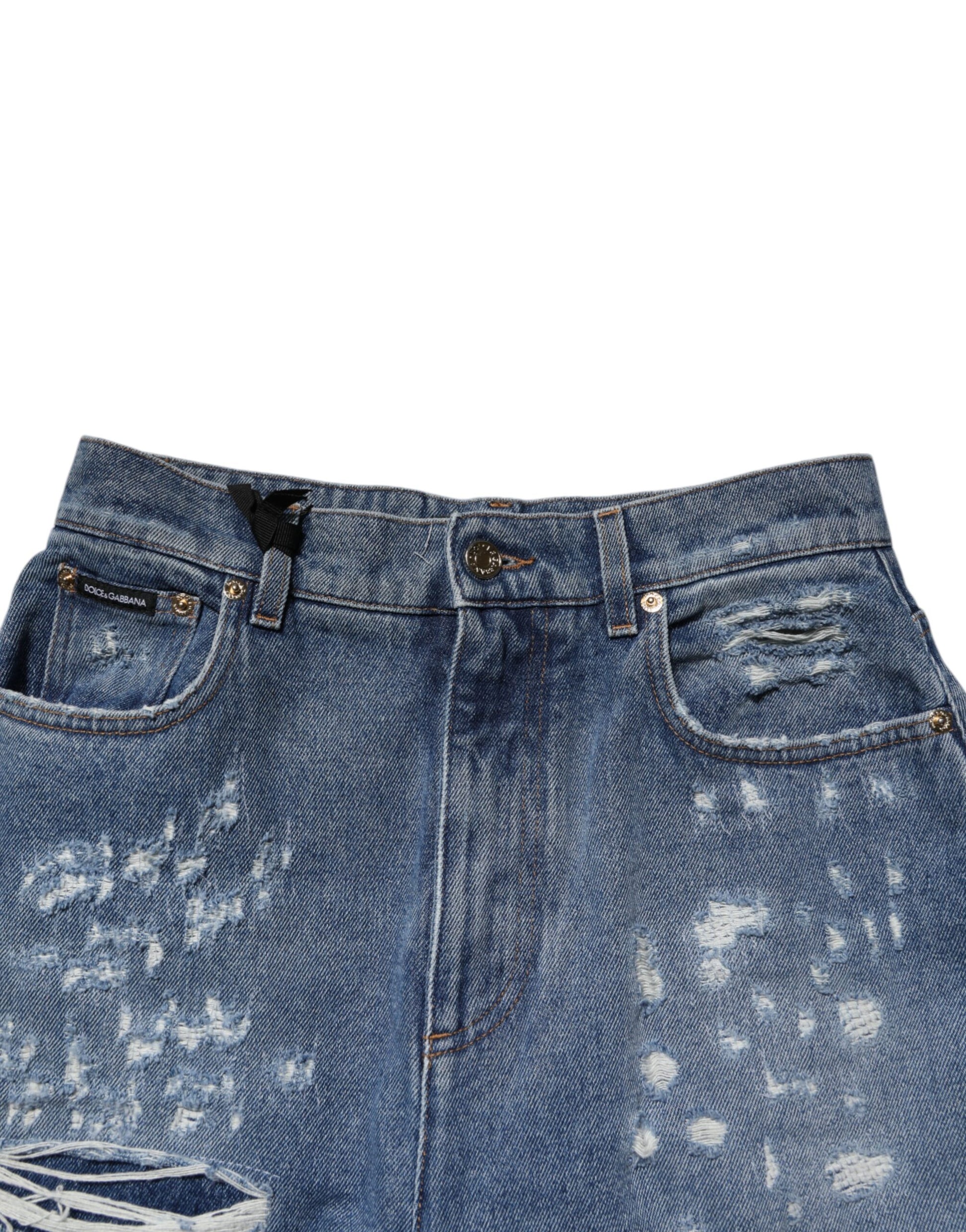 Jeans taille haute déchirés Dolce & Gabbana bleus pour femme