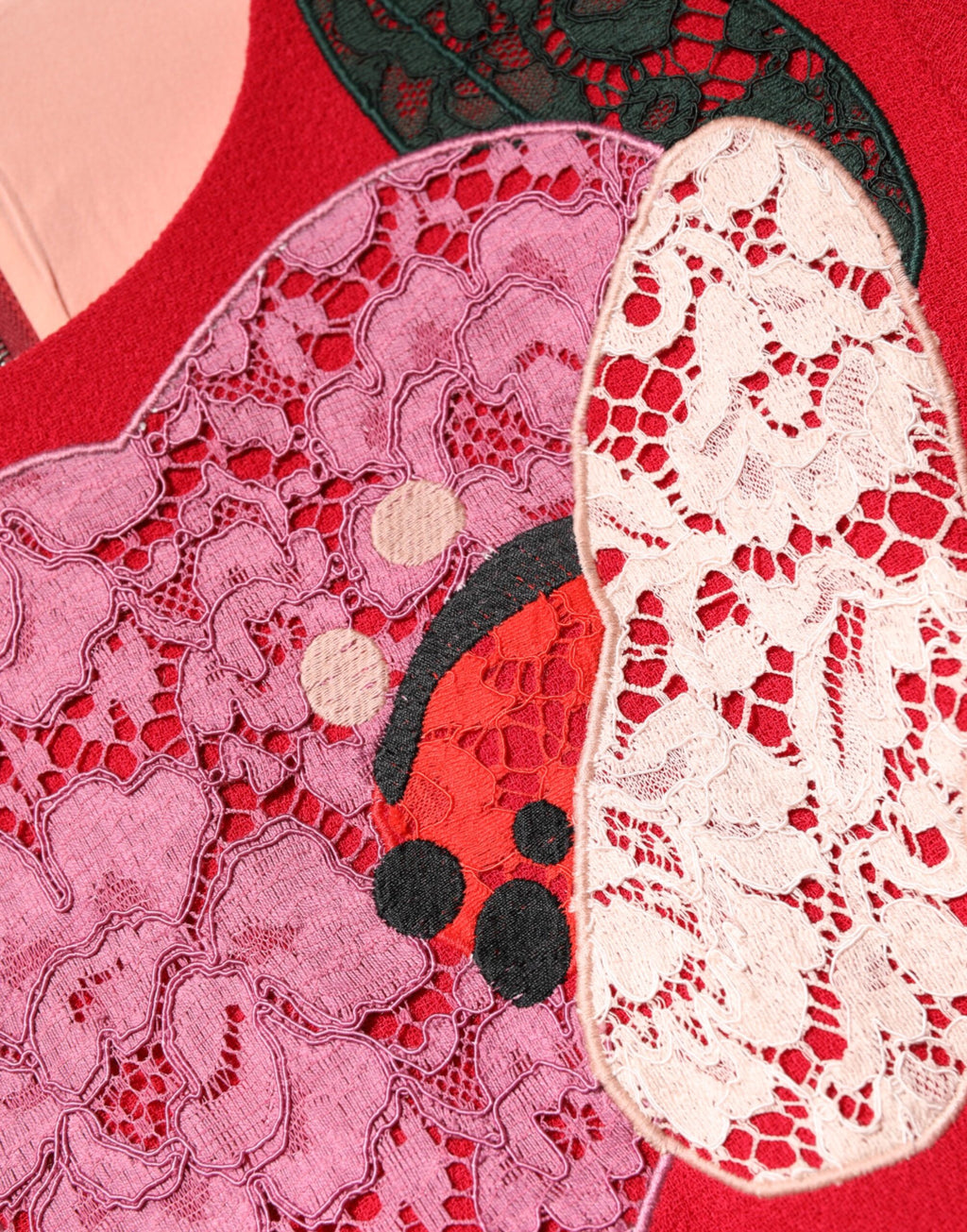 Mini-robe évasée Dolce & Gabbana en dentelle rouge à appliqués floraux