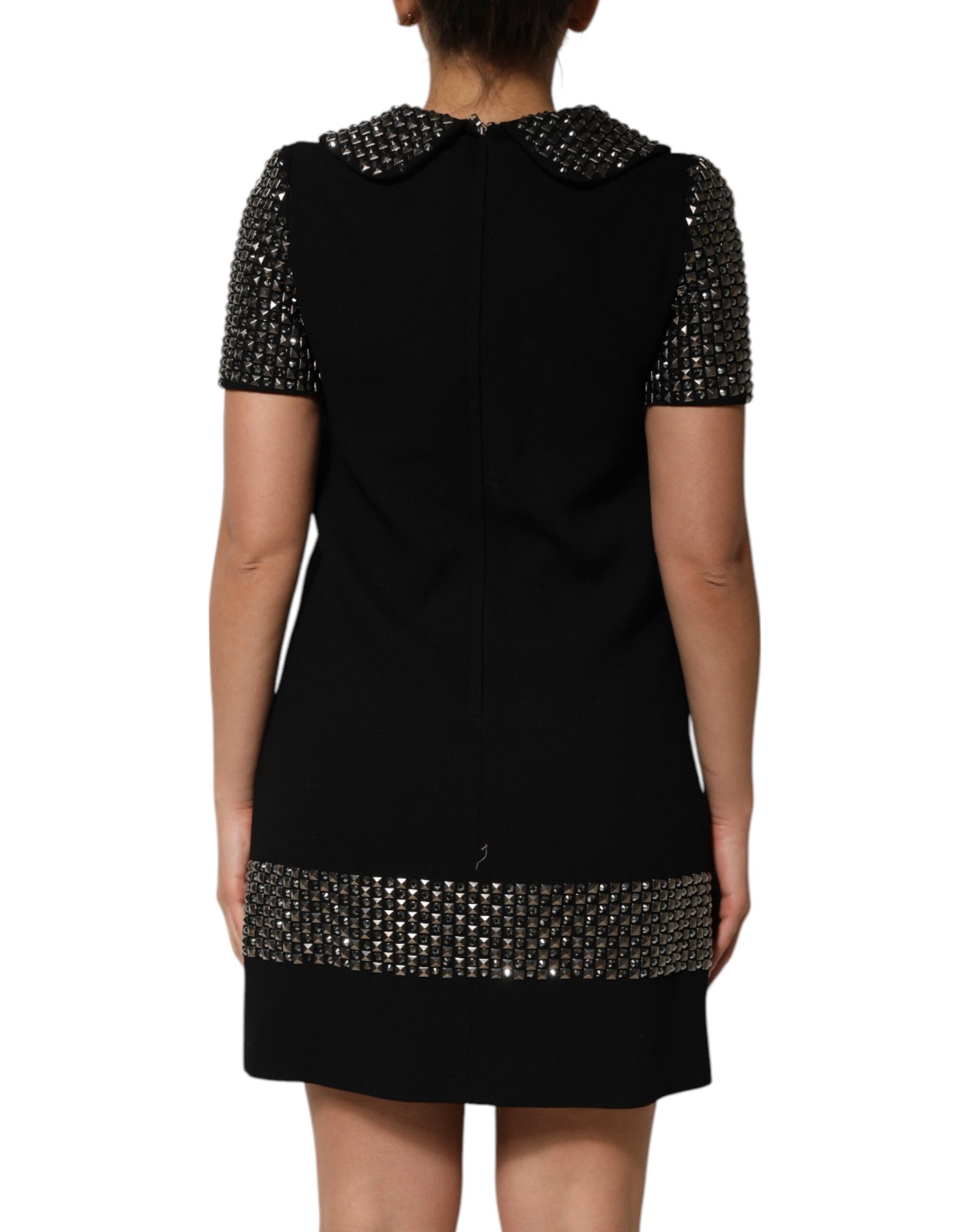 Mini-robe noire Dolce & Gabbana ornée de cristaux avec col