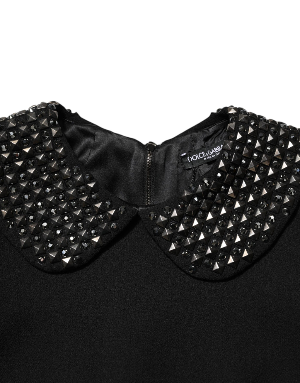 Mini-robe noire Dolce & Gabbana ornée de cristaux avec col