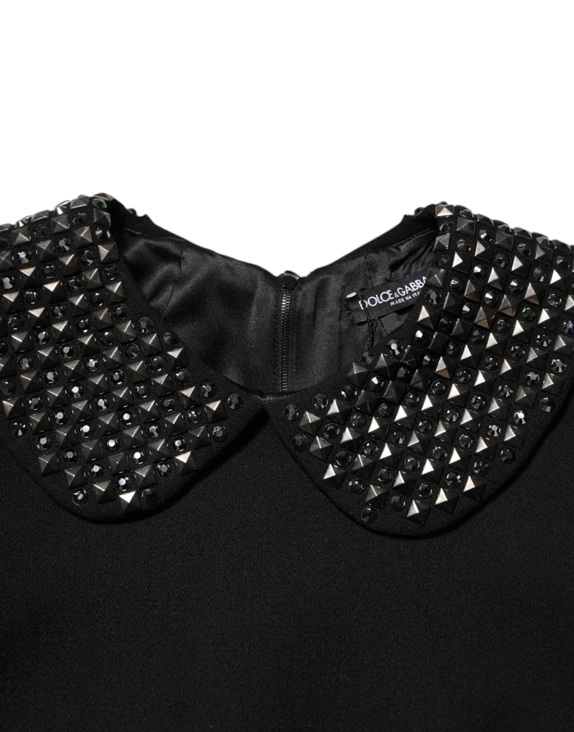 Mini-robe noire Dolce & Gabbana ornée de cristaux avec col