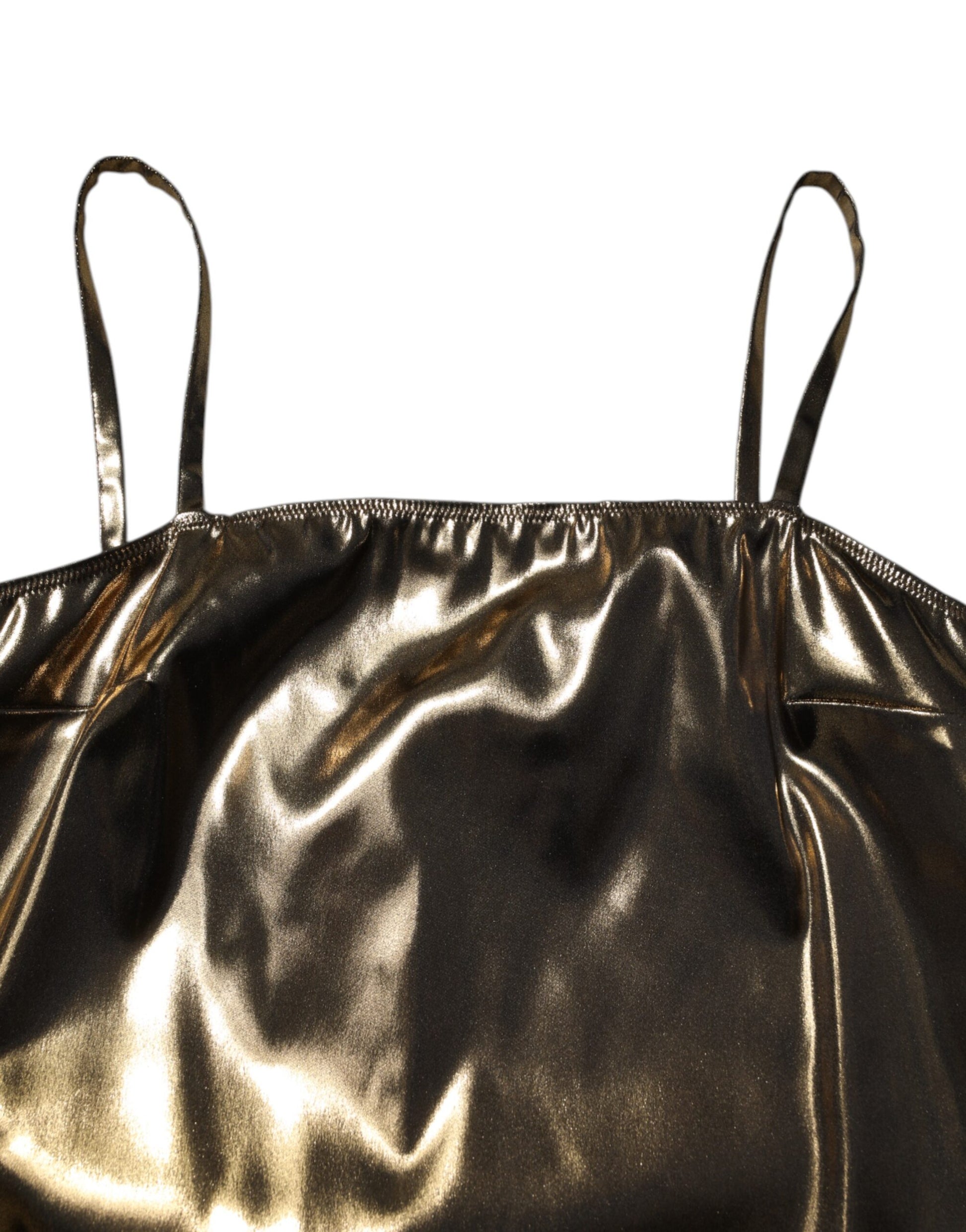 Dolce & Gabbana Metallic Gold Sleeveless A-line Mini Dress
