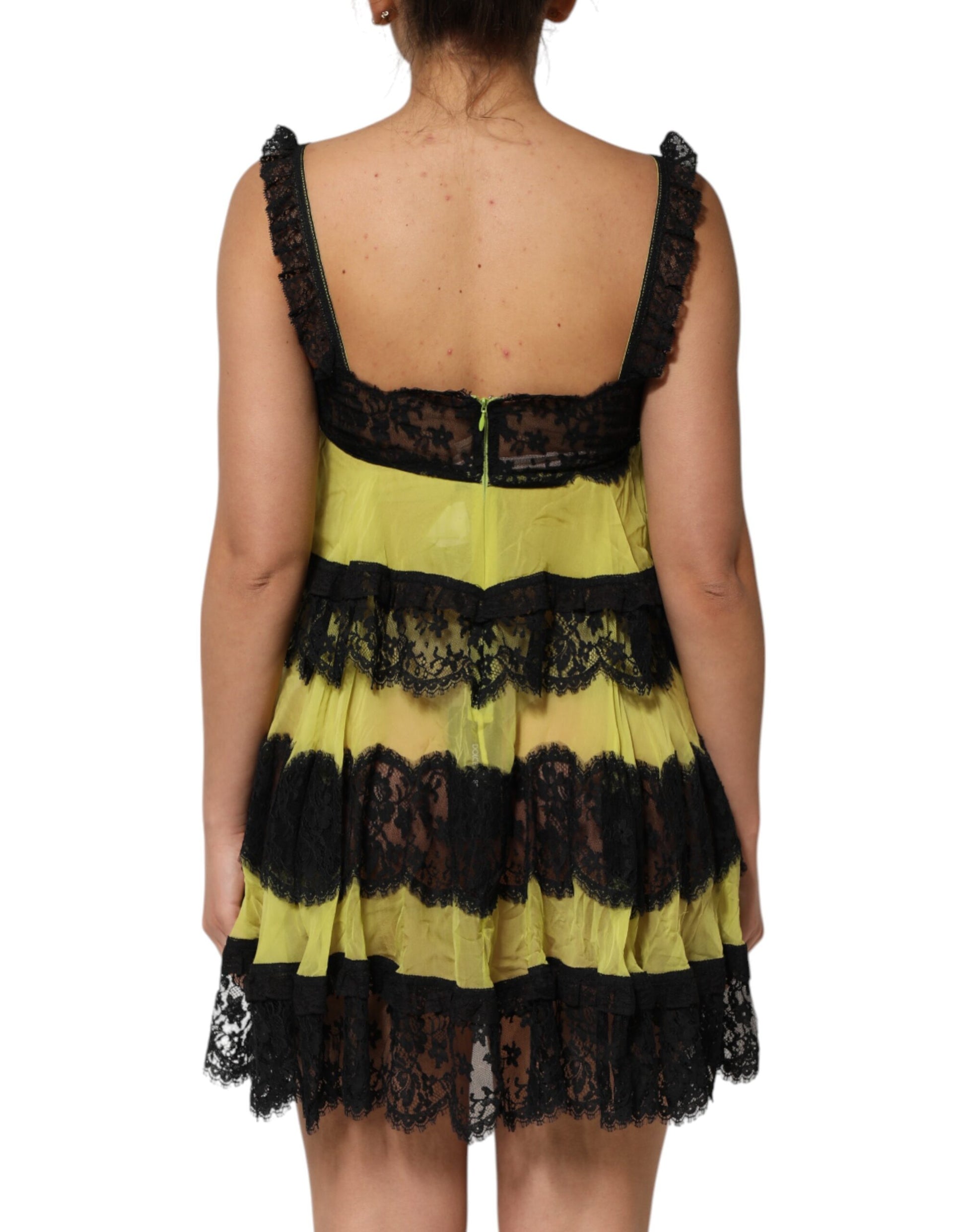 Robe de chambre chemise Dolce & Gabbana jaune et noire babydoll