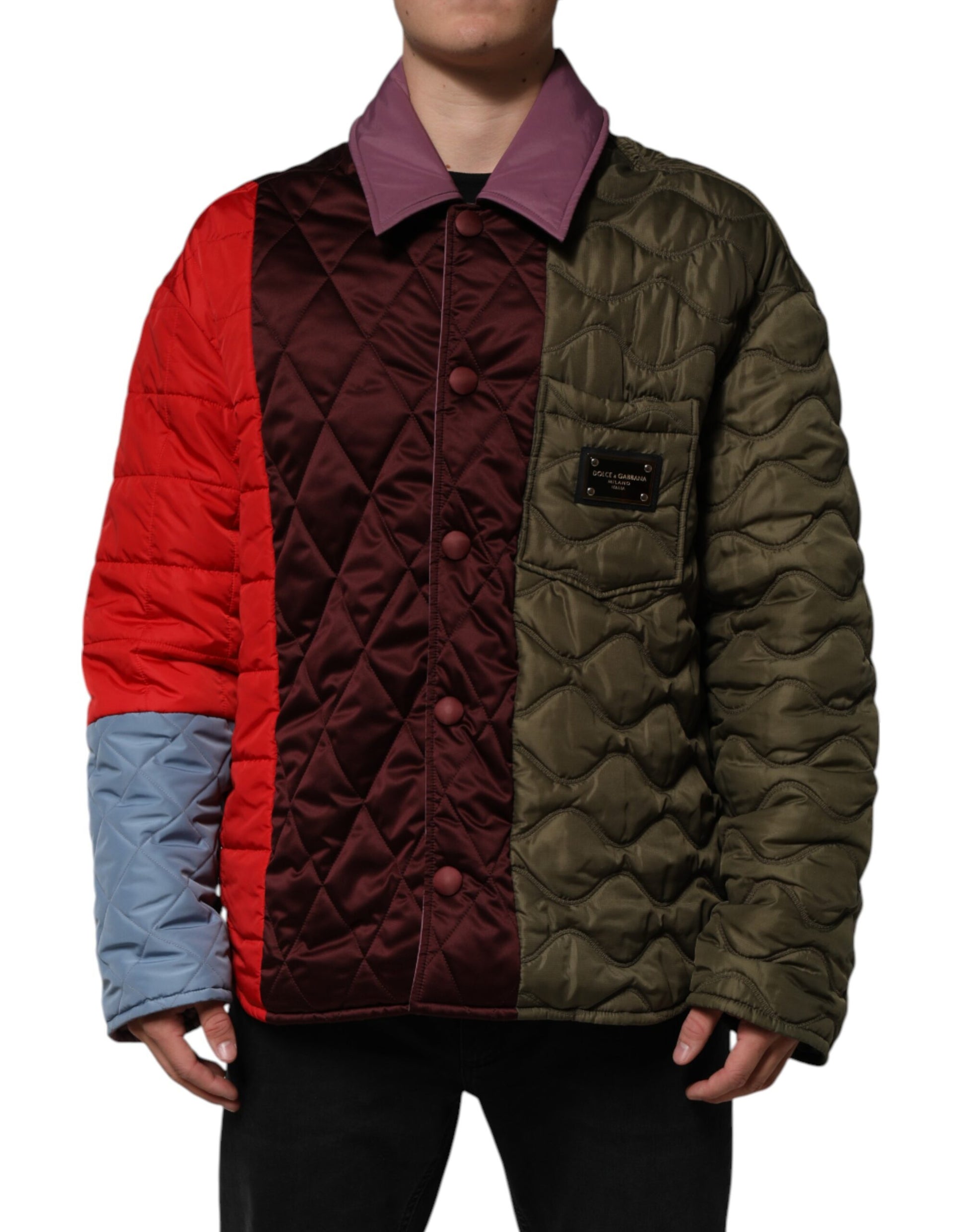 Doudoune matelassée Dolce & Gabbana en polyester patchwork multicolore