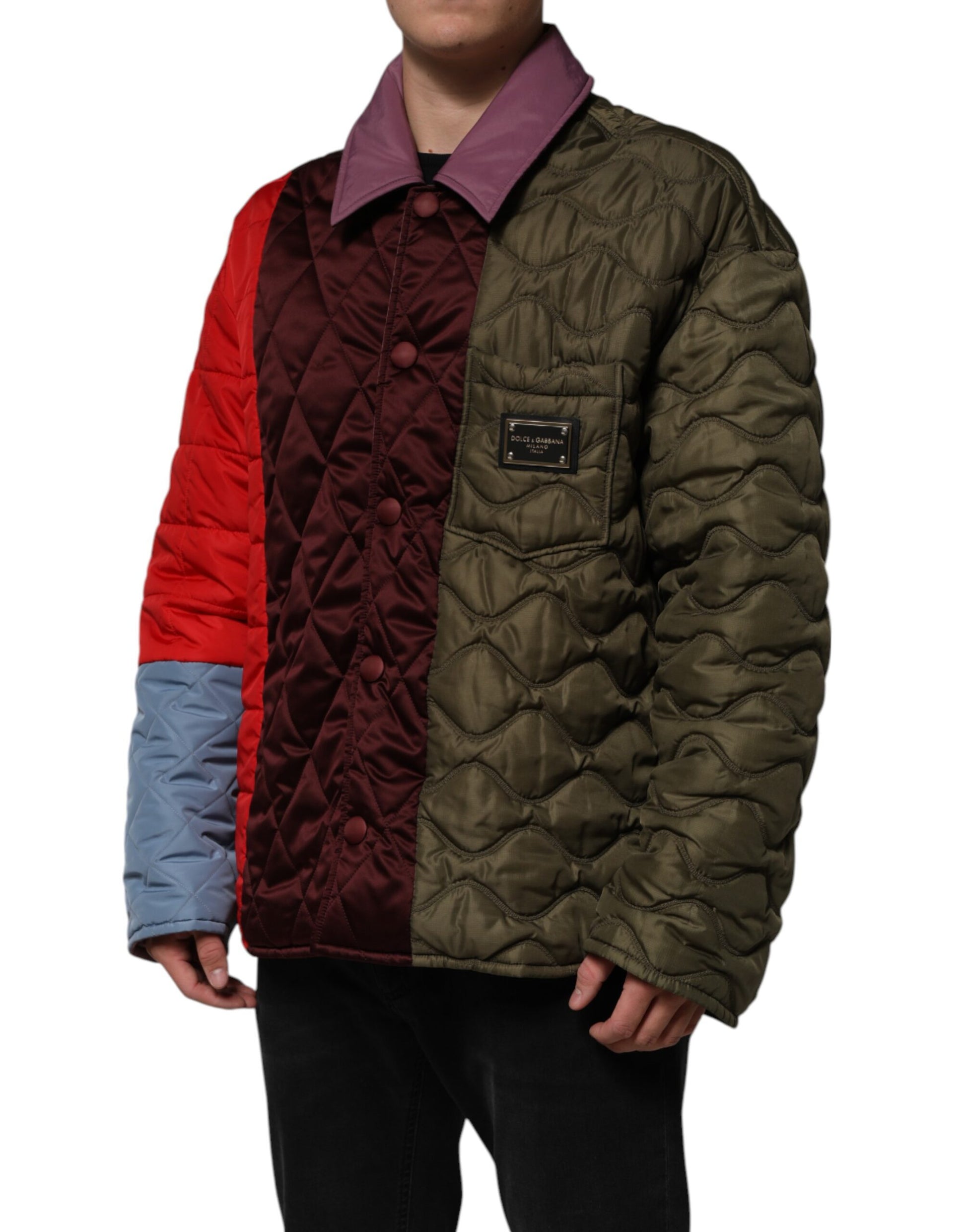 Doudoune matelassée Dolce & Gabbana en polyester patchwork multicolore