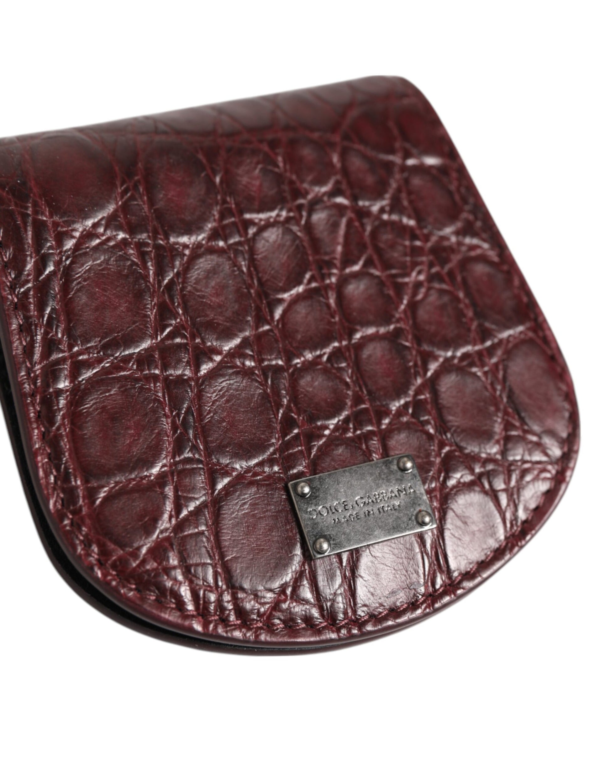 Porte-monnaie/étui à préservatifs Dolce & Gabbana en cuir exotique bordeaux