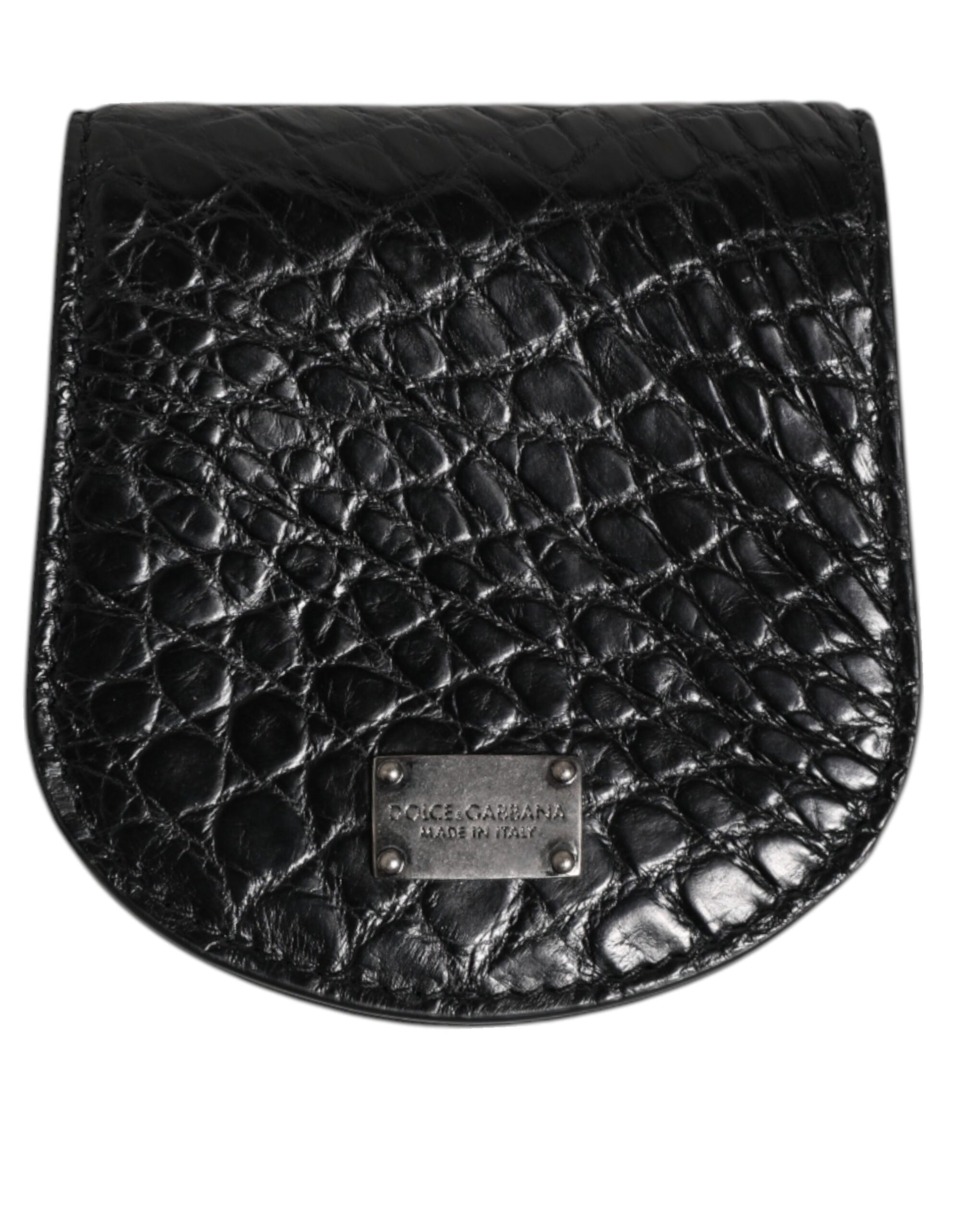 Porte-monnaie/porte-cartes de poche Dolce & Gabbana en cuir exotique noir