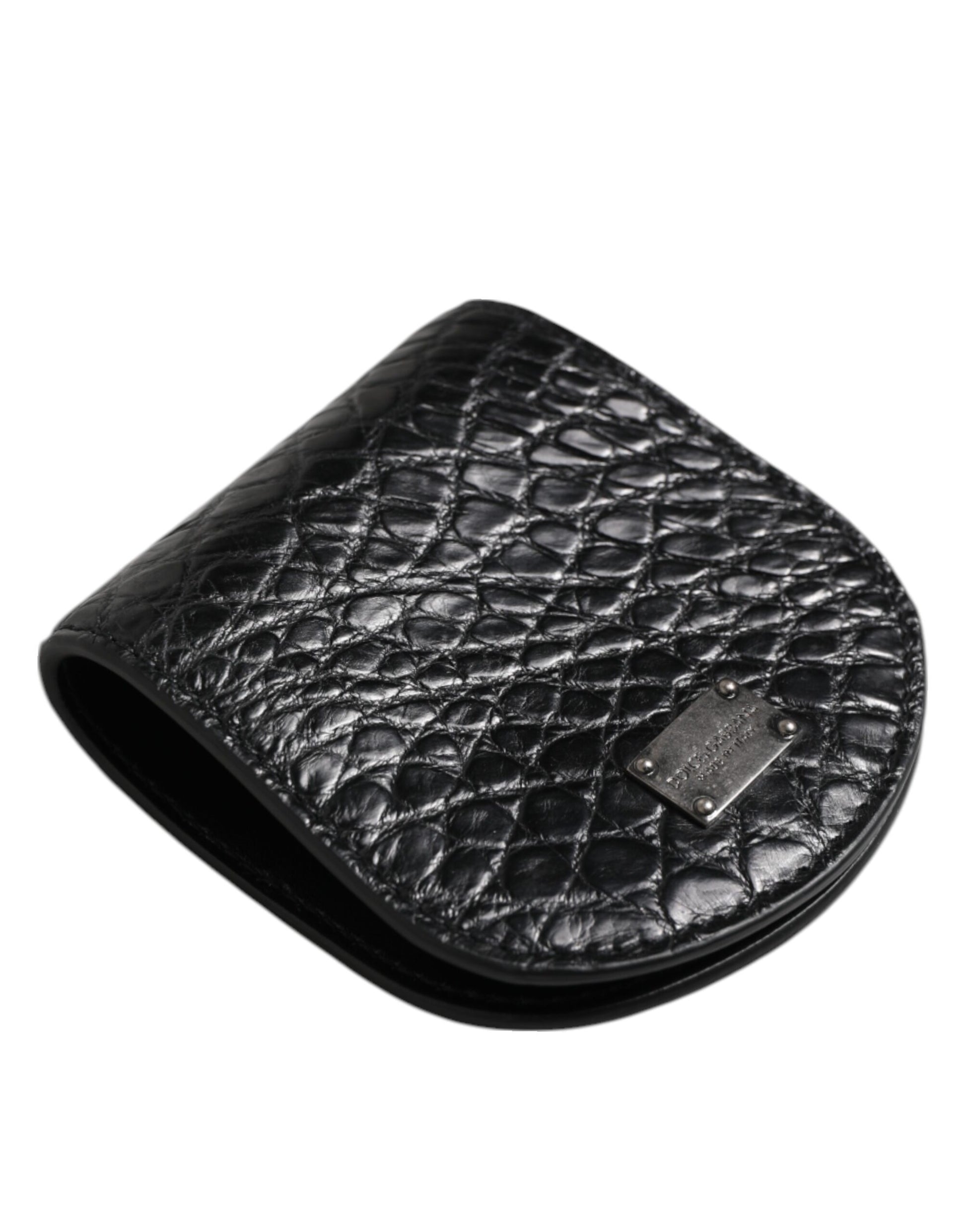 Porte-monnaie/porte-cartes de poche Dolce & Gabbana en cuir exotique noir