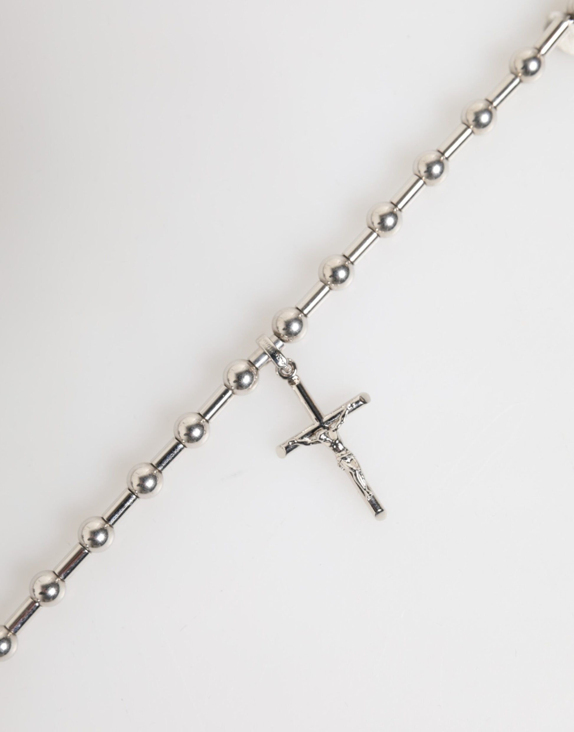 Dolce & Gabbana Silver Tone Brass Chain Religious Cross Pendant Necklace