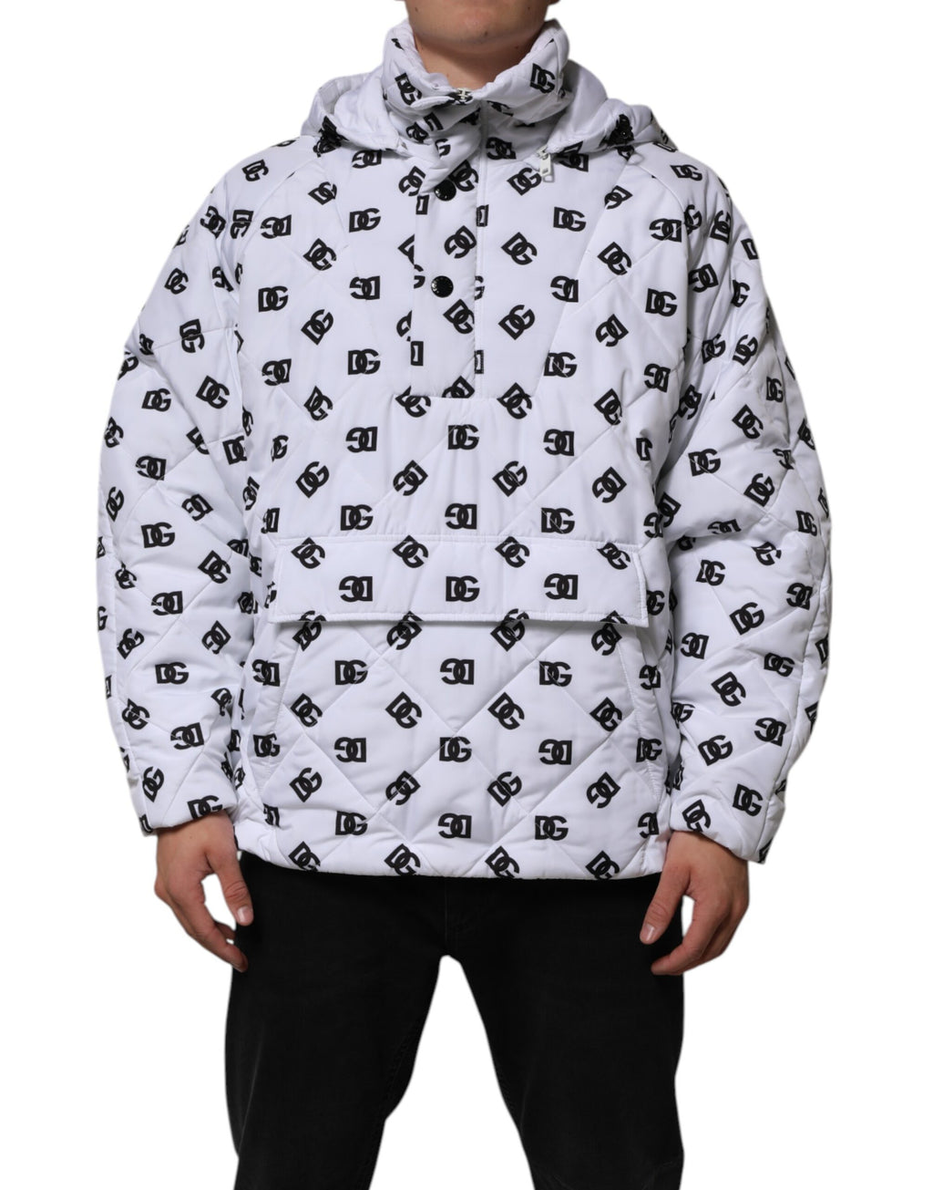 Doudoune matelassée à capuche Dolce & Gabbana Monogramme DG Blanc
