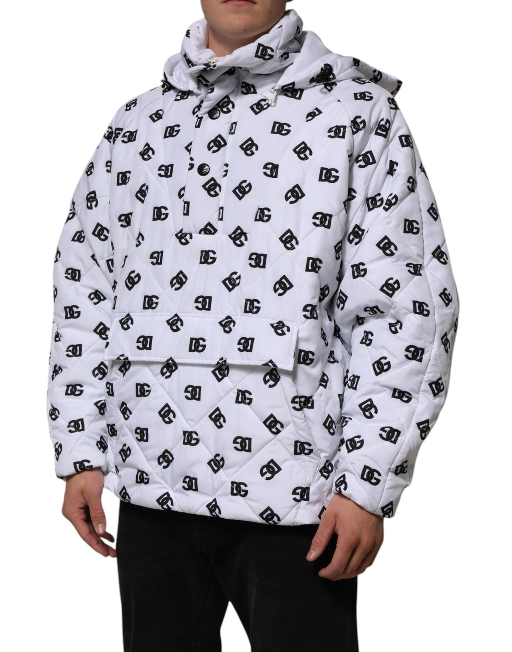 Doudoune matelassée à capuche Dolce & Gabbana Monogramme DG Blanc