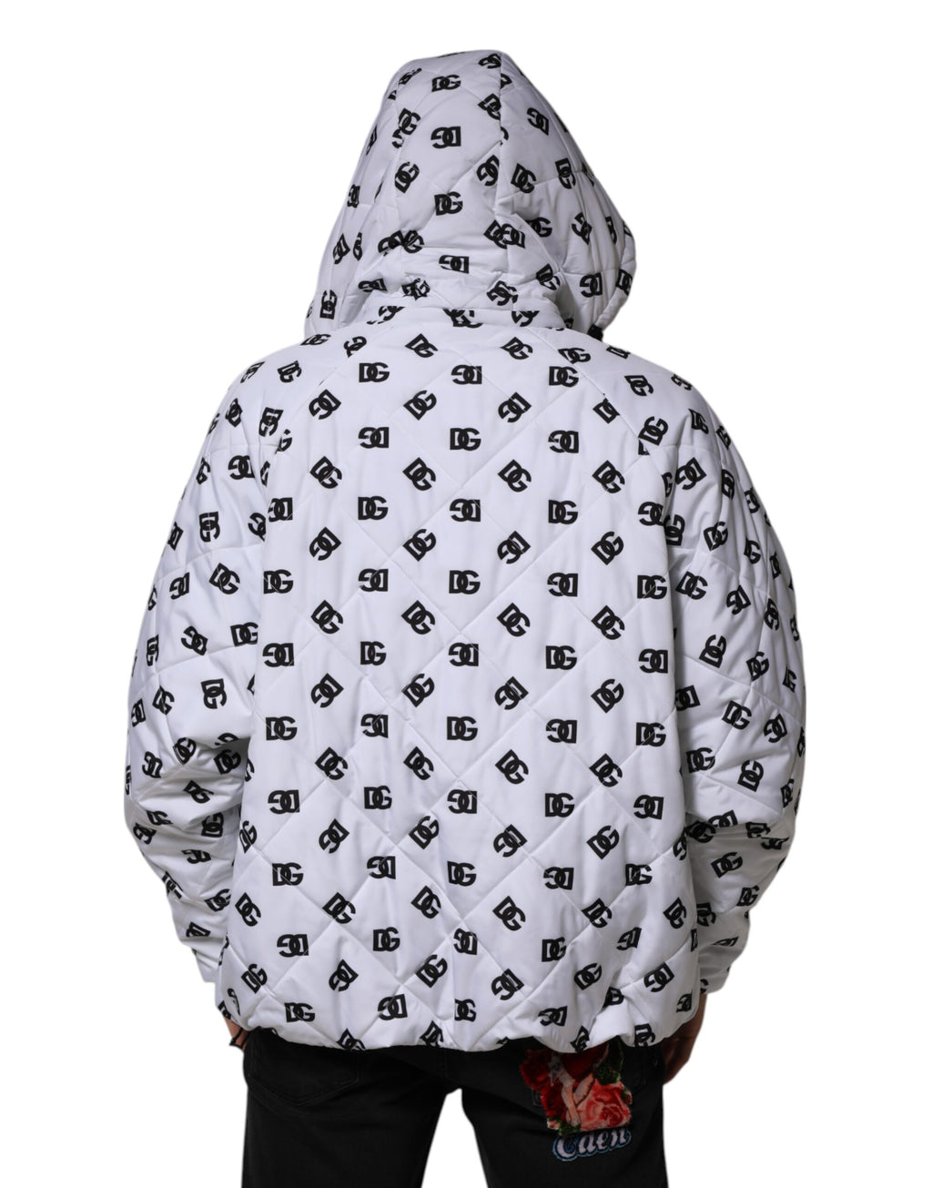 Doudoune matelassée à capuche Dolce & Gabbana Monogramme DG Blanc