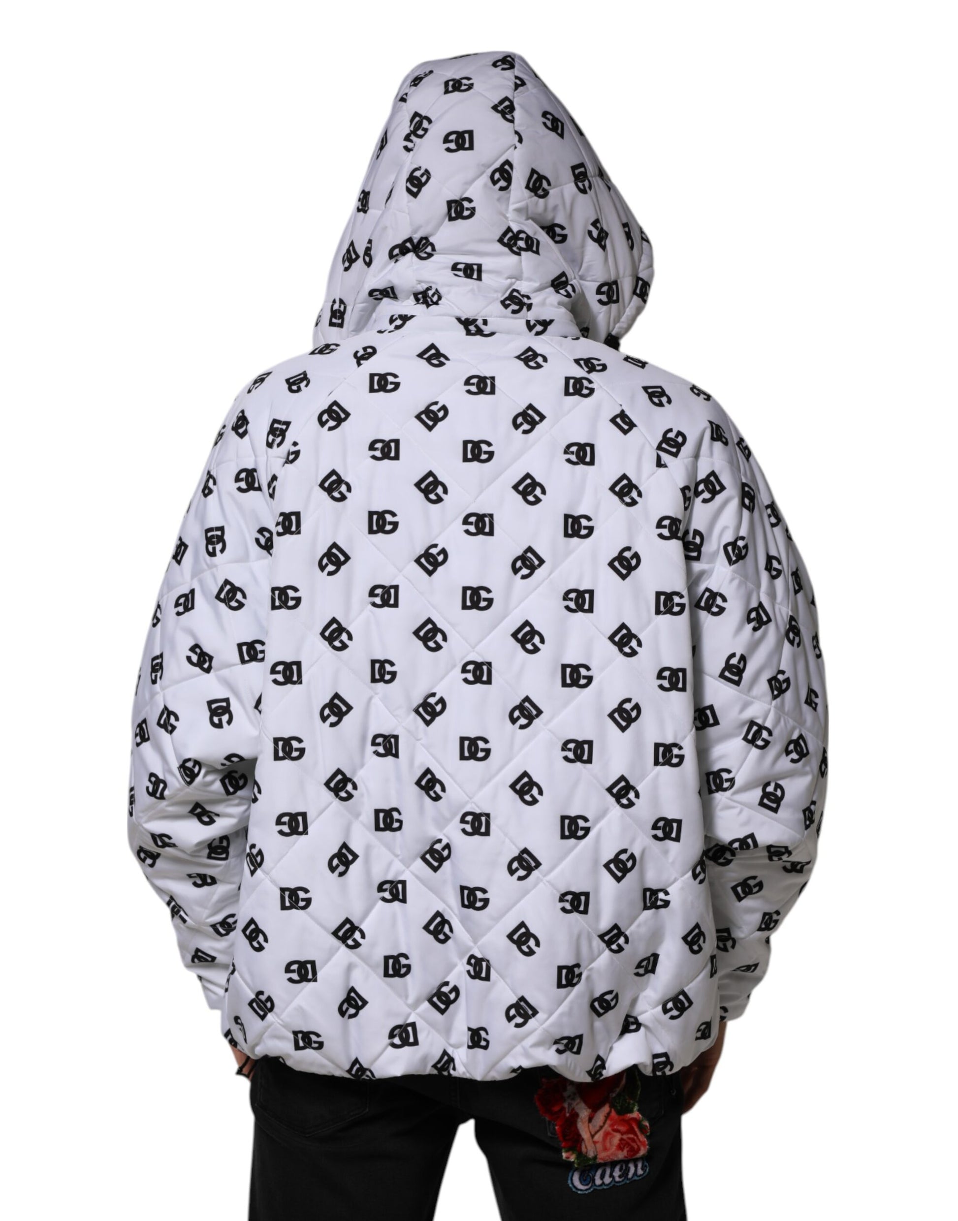 Doudoune matelassée à capuche Dolce & Gabbana Monogramme DG Blanc