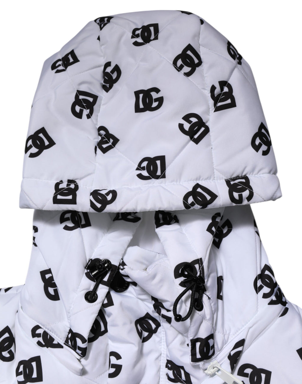 Doudoune matelassée à capuche Dolce & Gabbana Monogramme DG Blanc