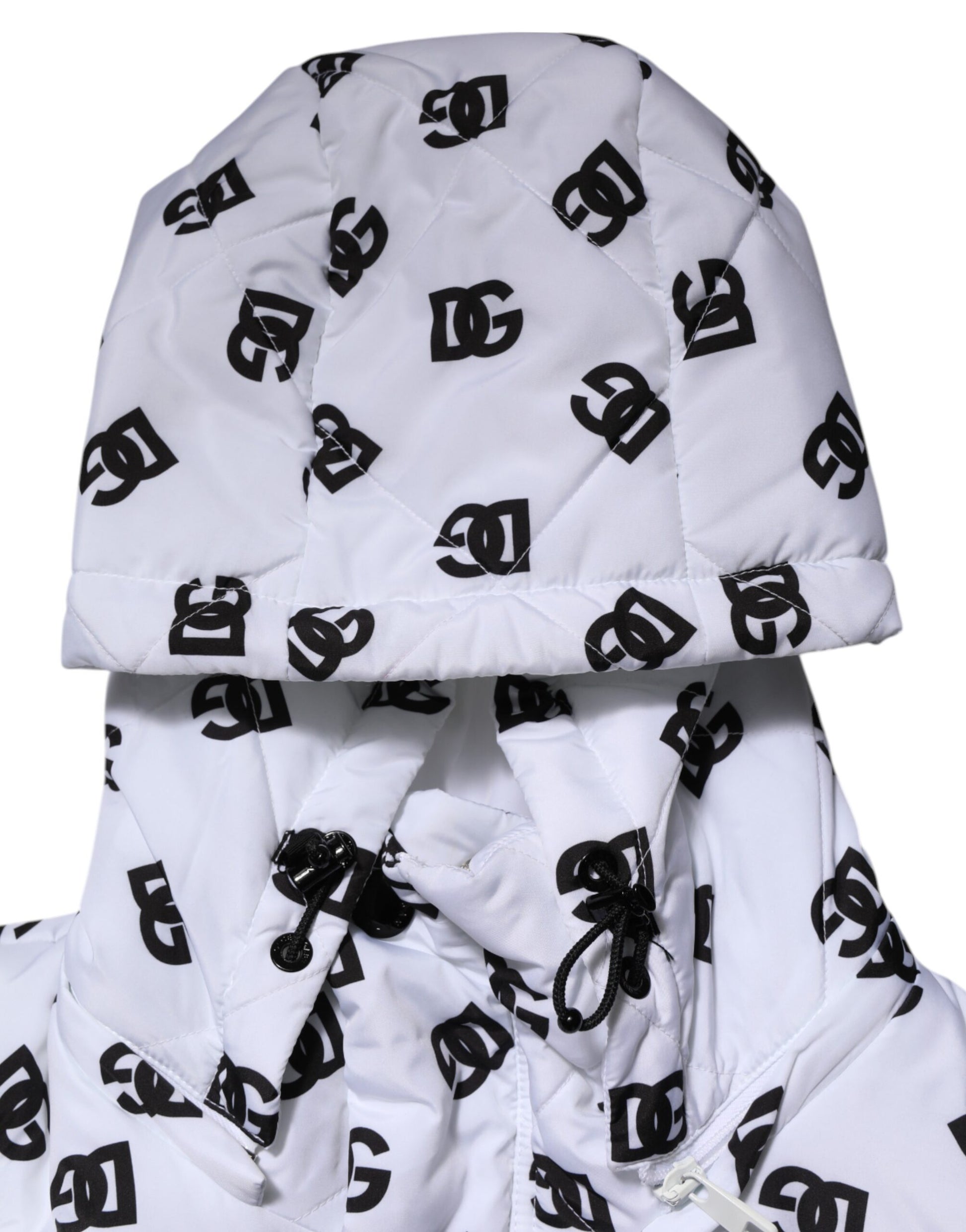 Doudoune matelassée à capuche Dolce & Gabbana Monogramme DG Blanc
