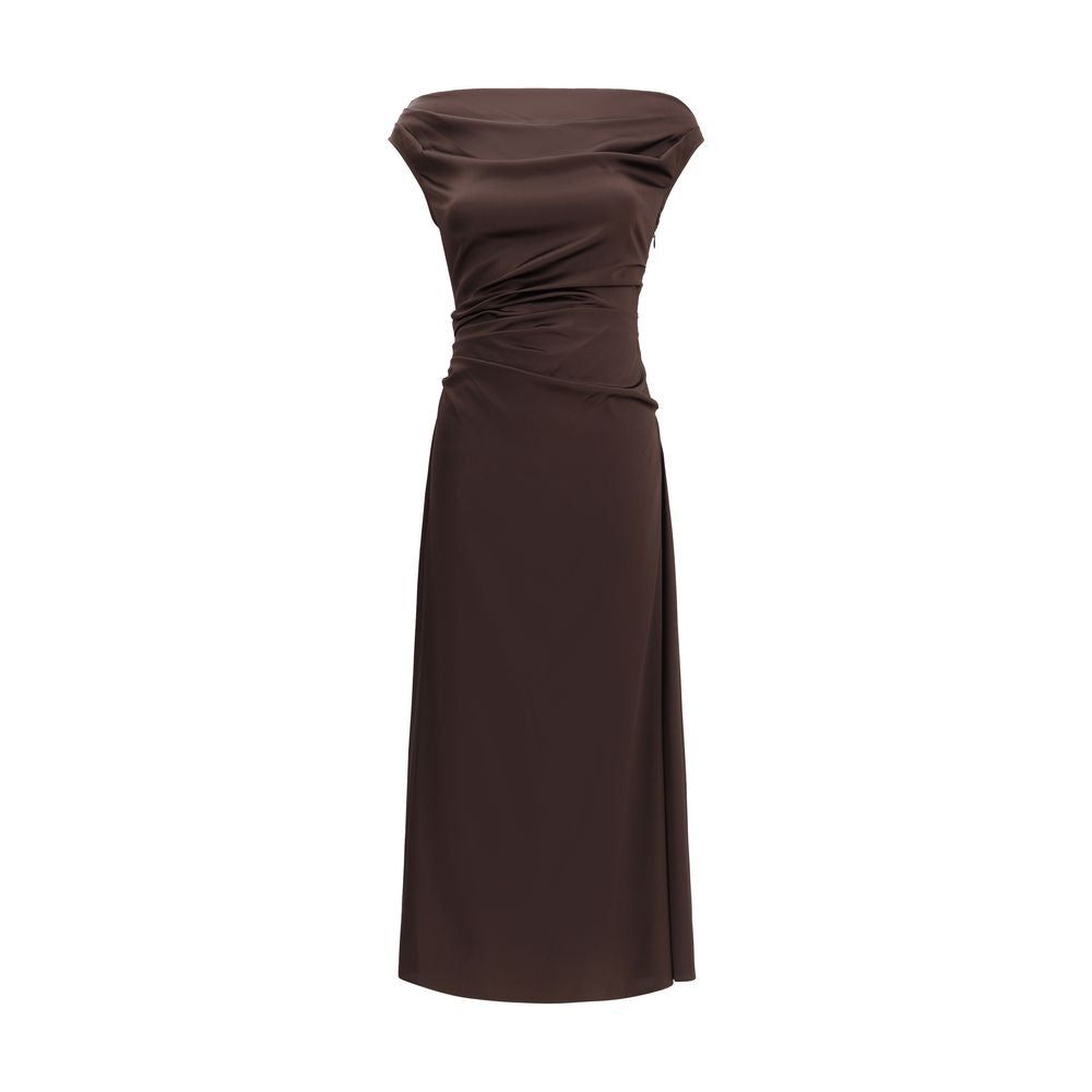 Staud Brown Silk Cocktail Dress
