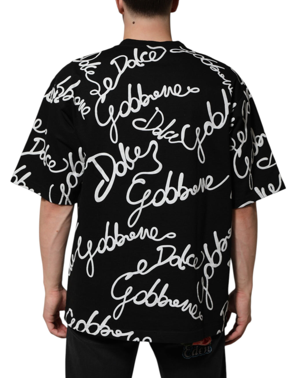 T-shirt ras du cou en coton noir à logo imprimé Dolce & Gabbana