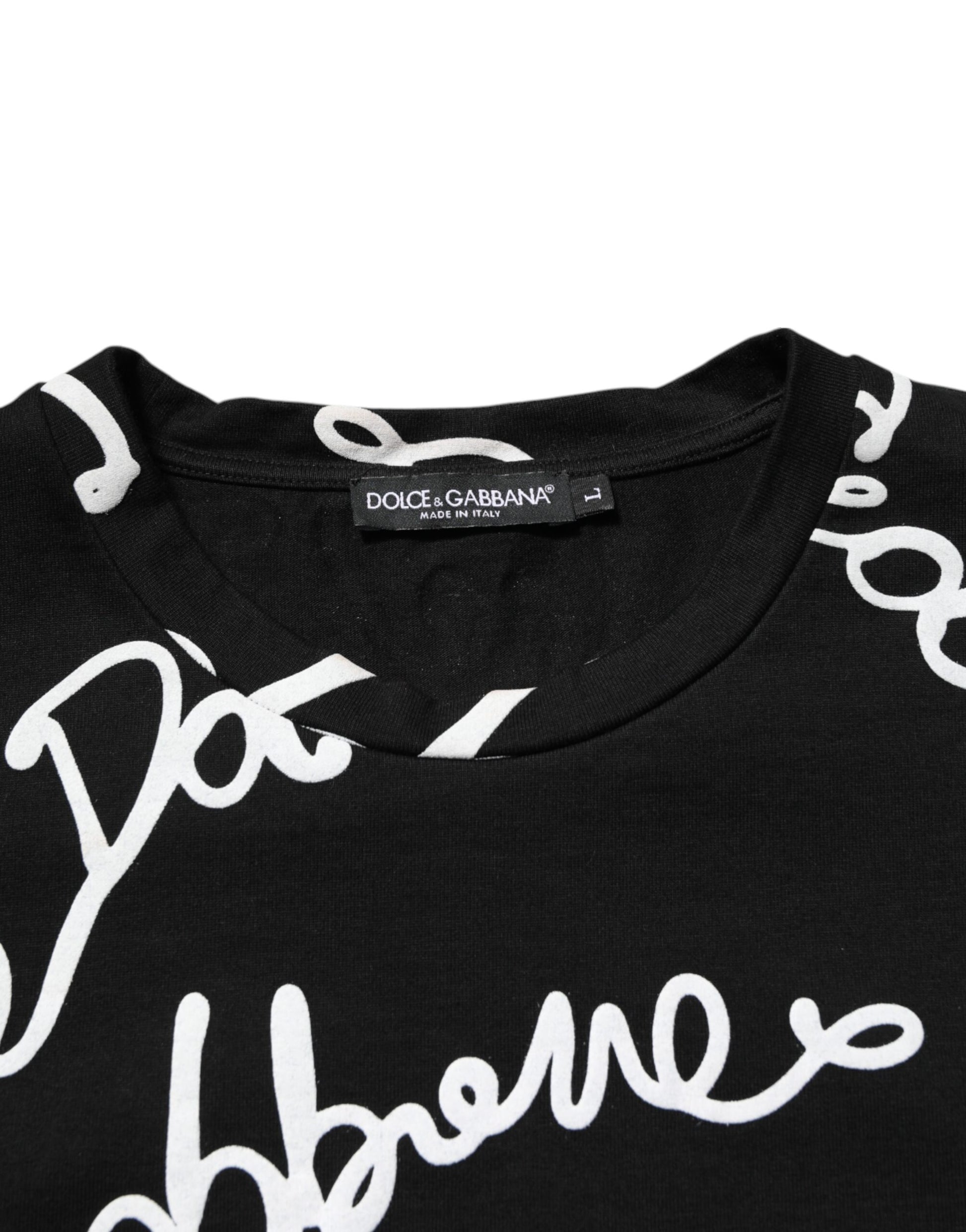 T-shirt ras du cou en coton noir à logo imprimé Dolce & Gabbana