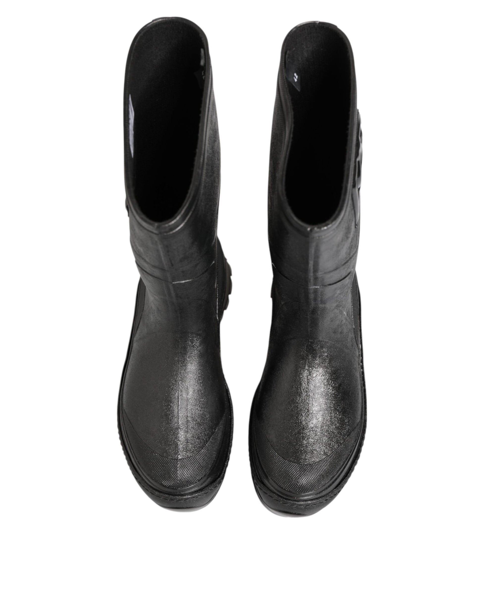 Bottes de pluie Dolce & Gabbana métallisées noires à enfiler pour homme