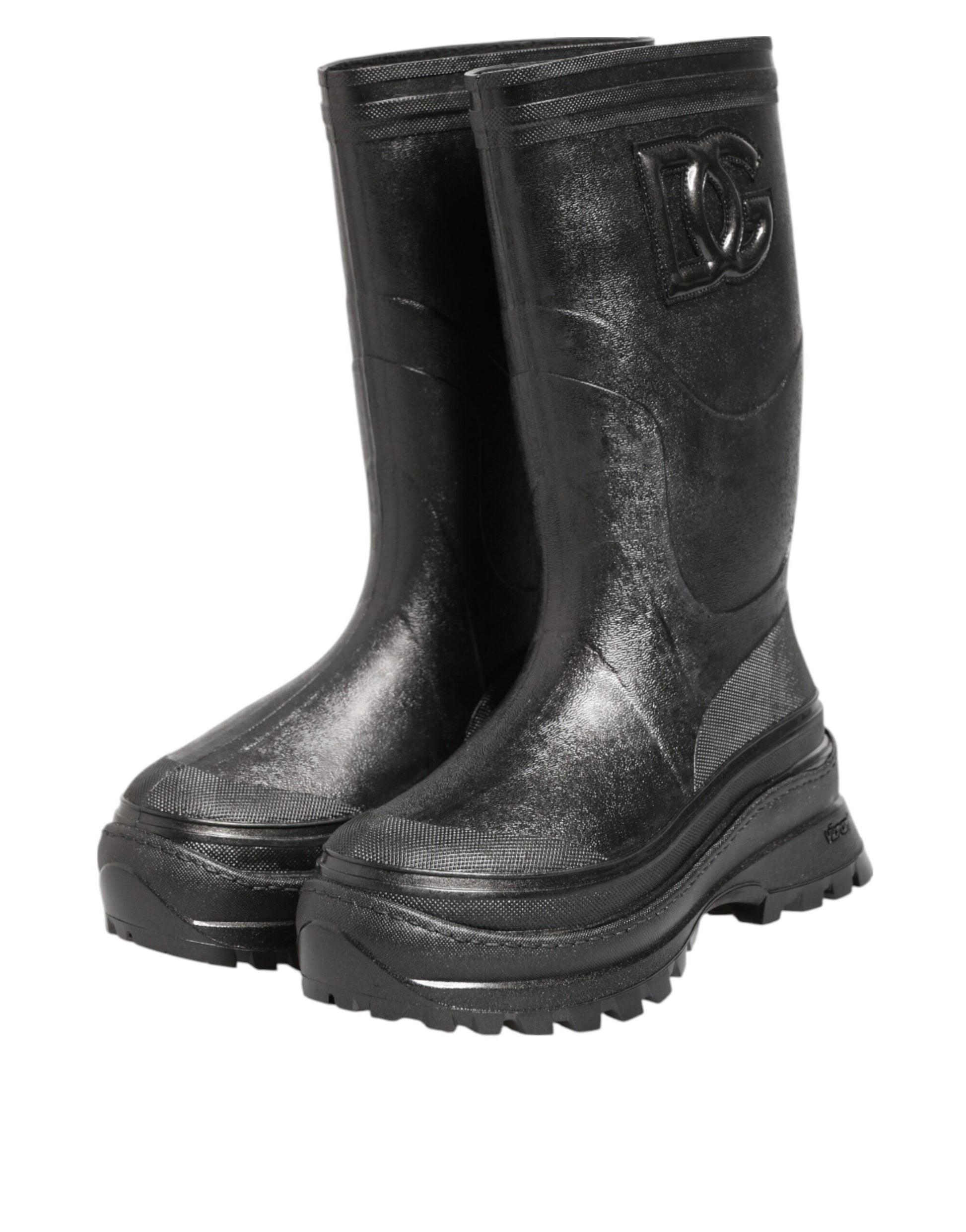 Bottes de pluie Dolce & Gabbana métallisées noires à enfiler pour homme