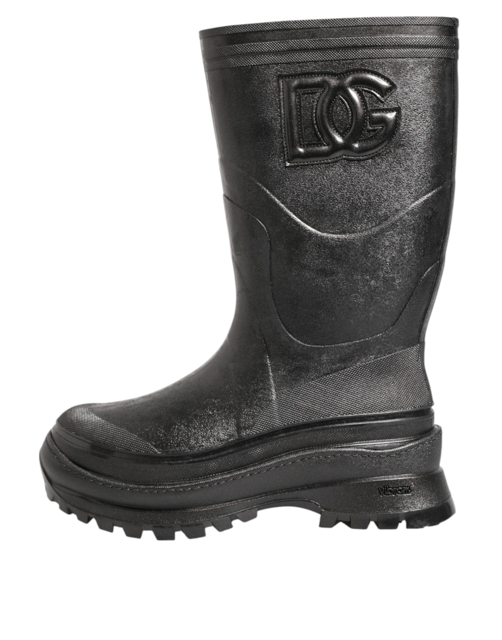 Bottes de pluie Dolce & Gabbana métallisées noires à enfiler pour homme