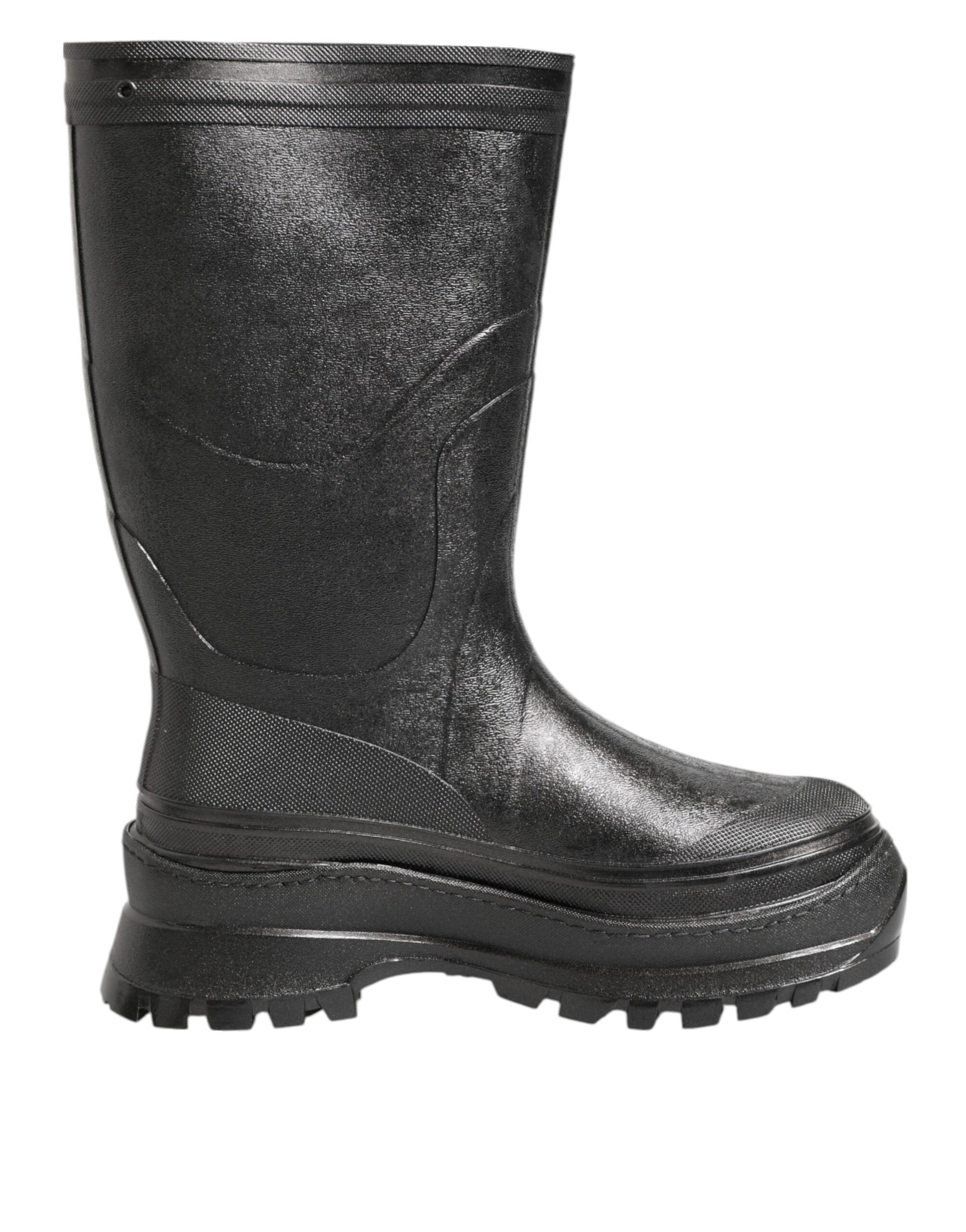 Bottes de pluie Dolce & Gabbana métallisées noires à enfiler pour homme