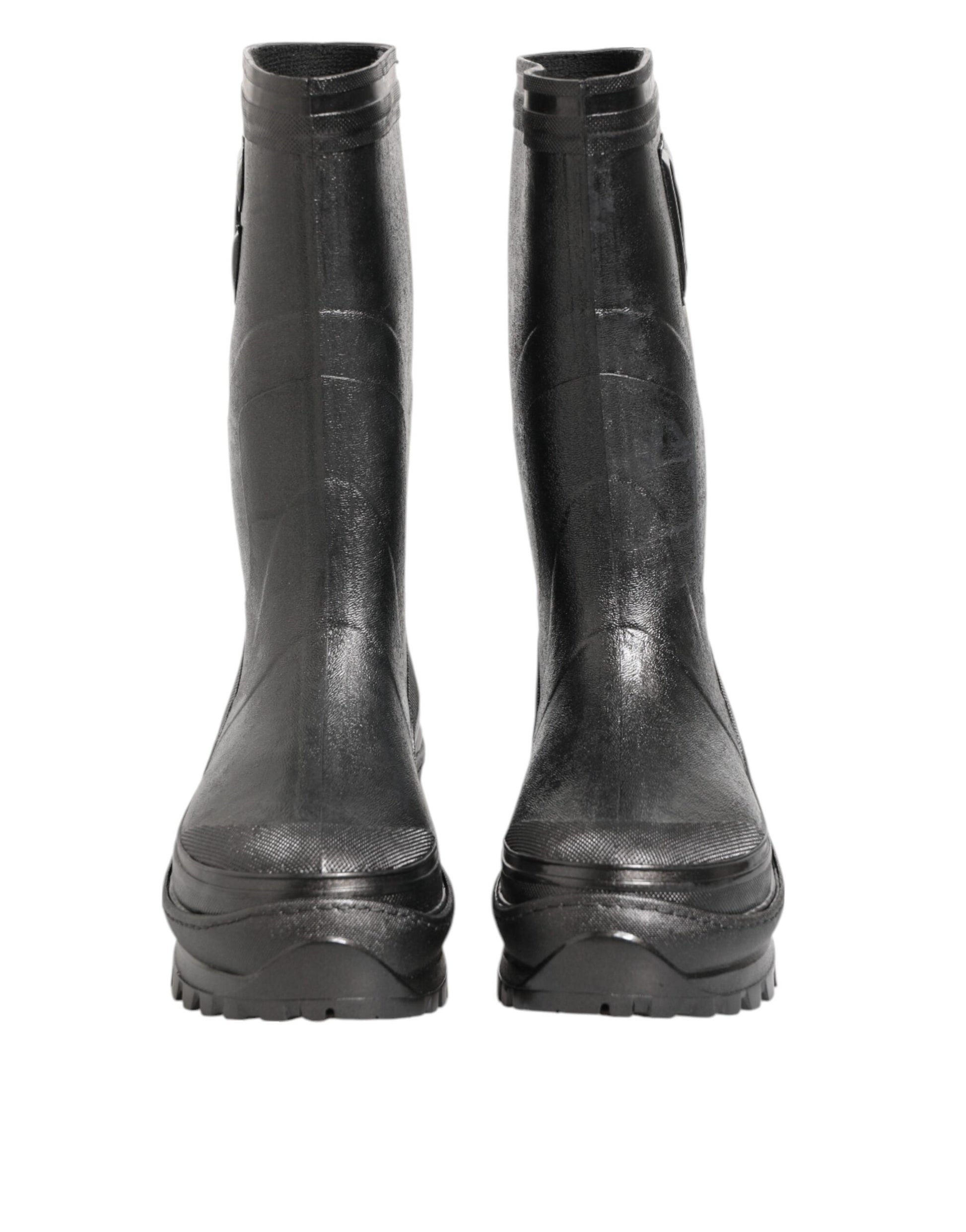Bottes de pluie Dolce & Gabbana métallisées noires à enfiler pour homme