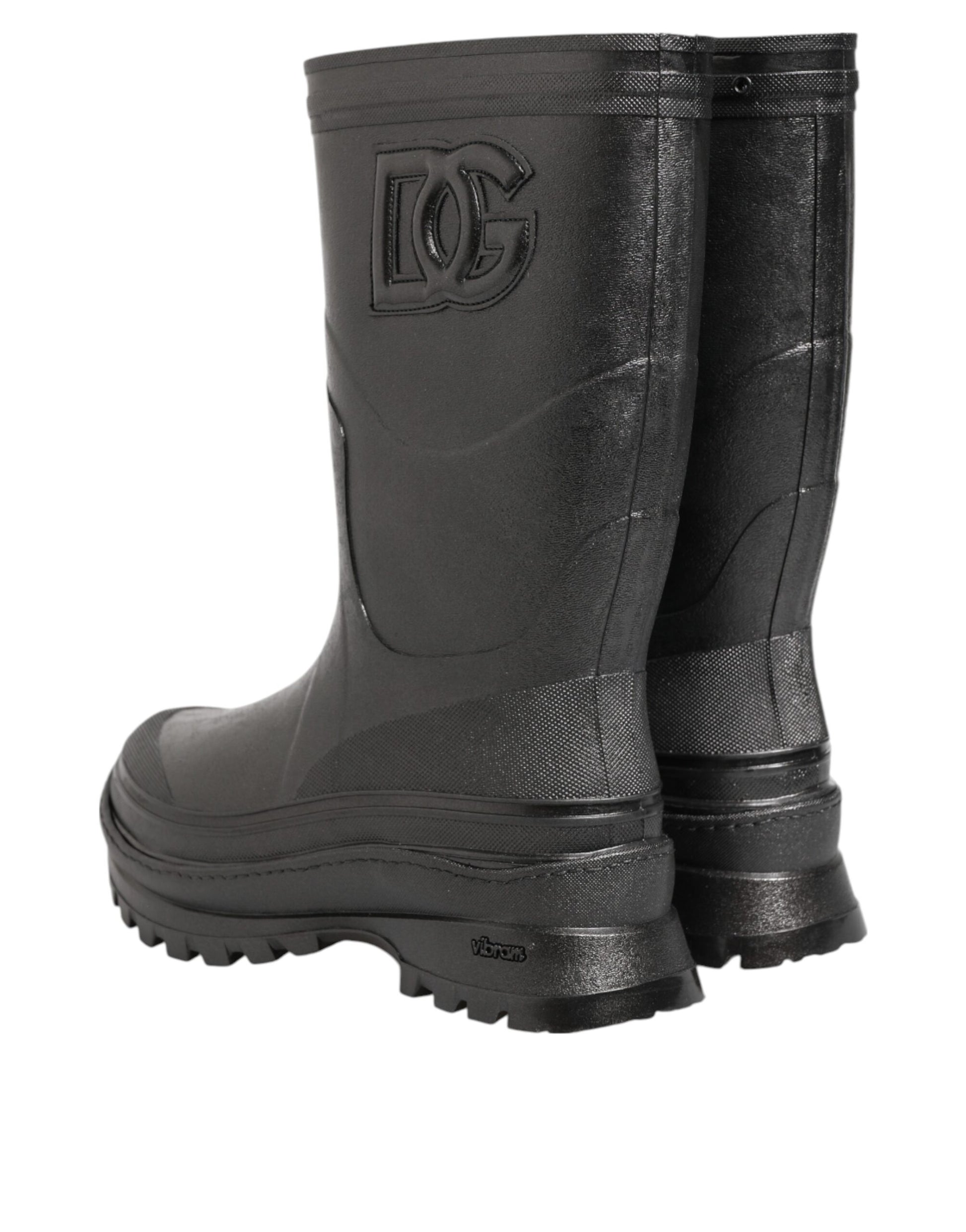 Bottes de pluie Dolce & Gabbana métallisées noires à enfiler pour homme