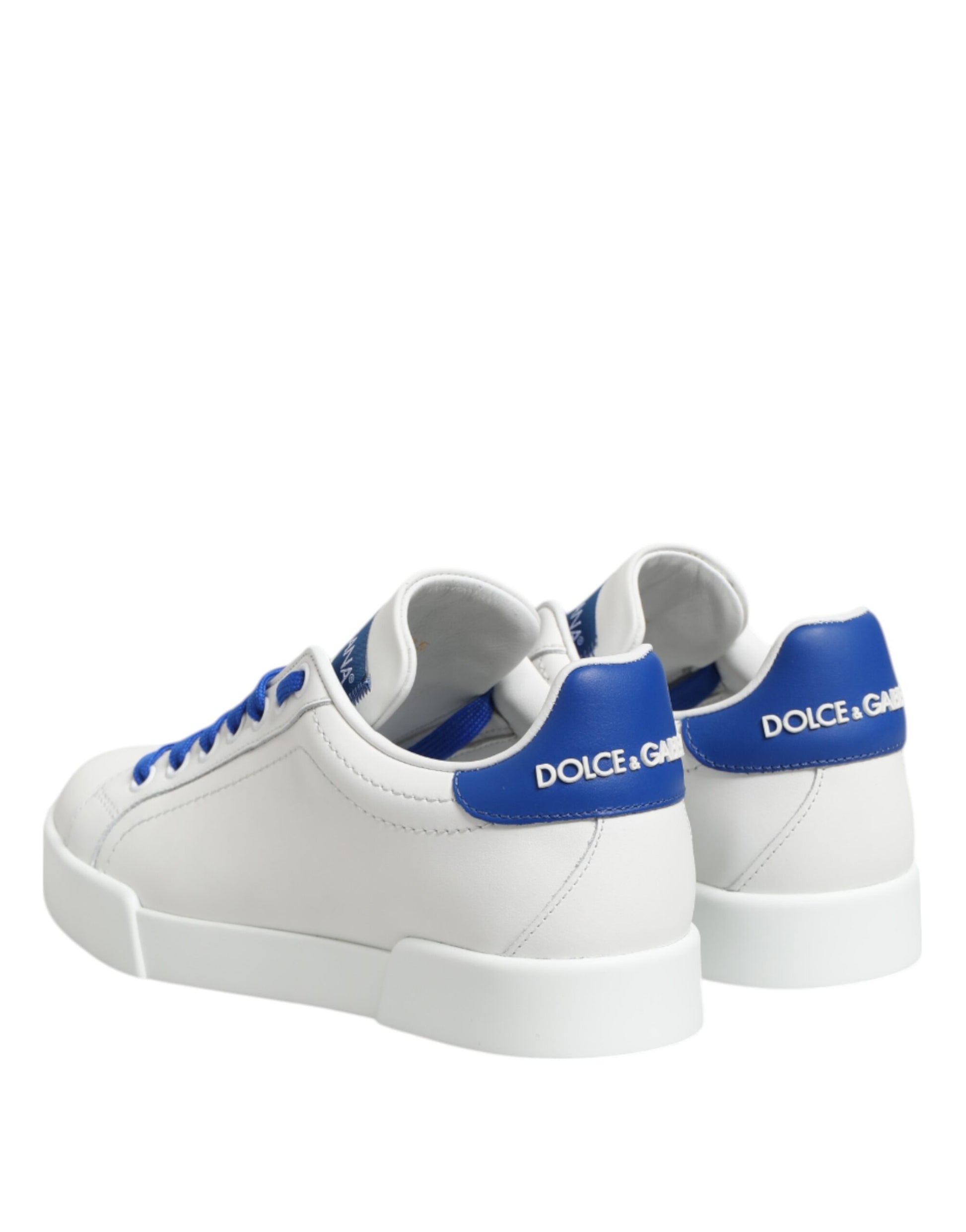 Chaussures de sport basses en cuir bleu et blanc Dolce & Gabbana