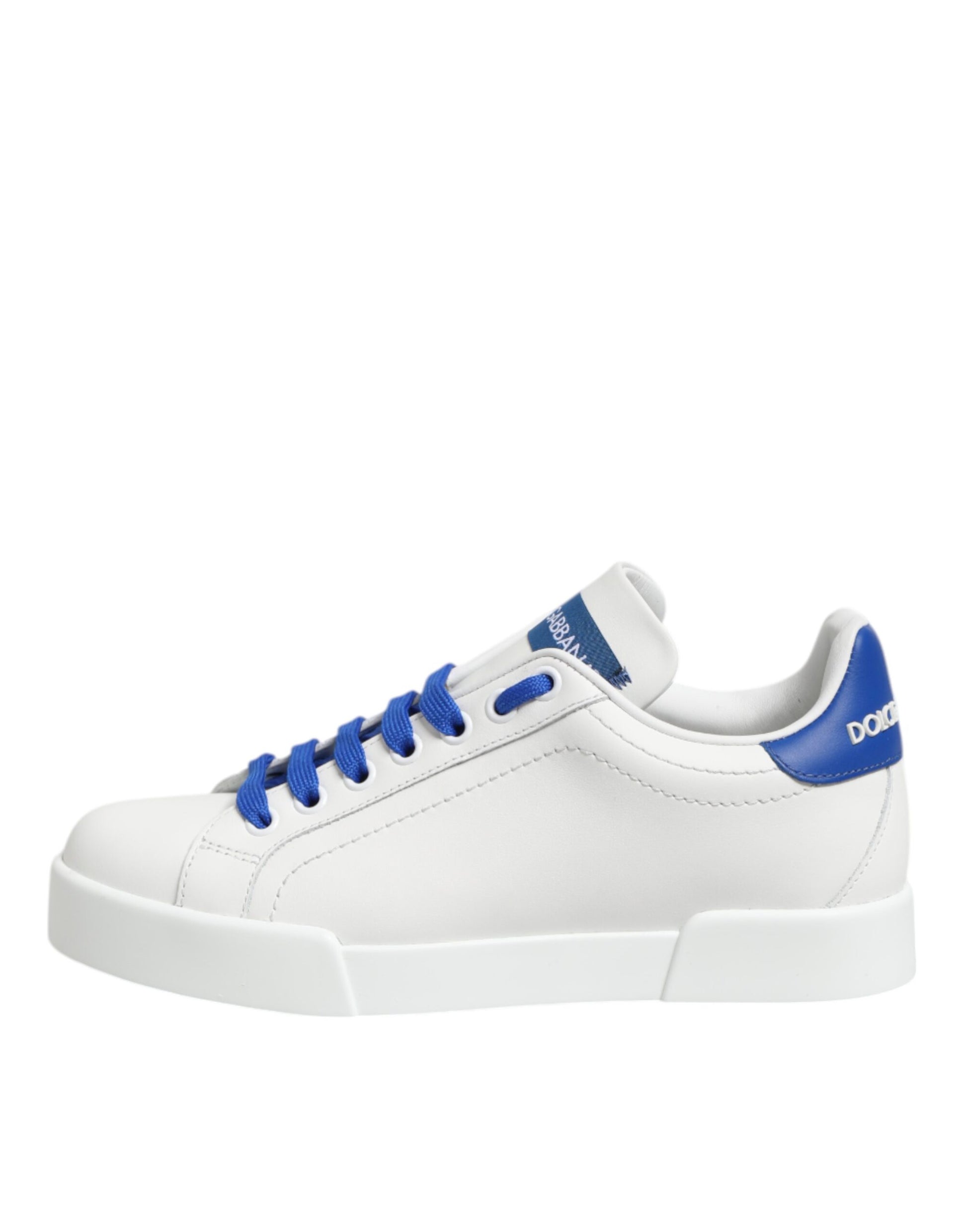 Chaussures de sport basses en cuir bleu et blanc Dolce & Gabbana